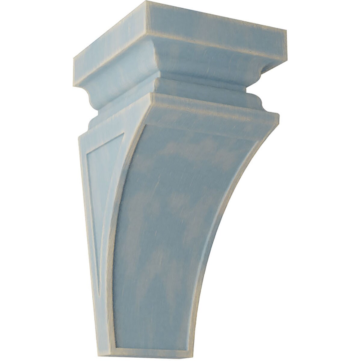 Ekena Millwork CORWD07X07X14NEBU 7-in x 7.75-in x 14-in Vintage Decor Finished Rubberwood Blue Wood Paintable/Stainable Corbel