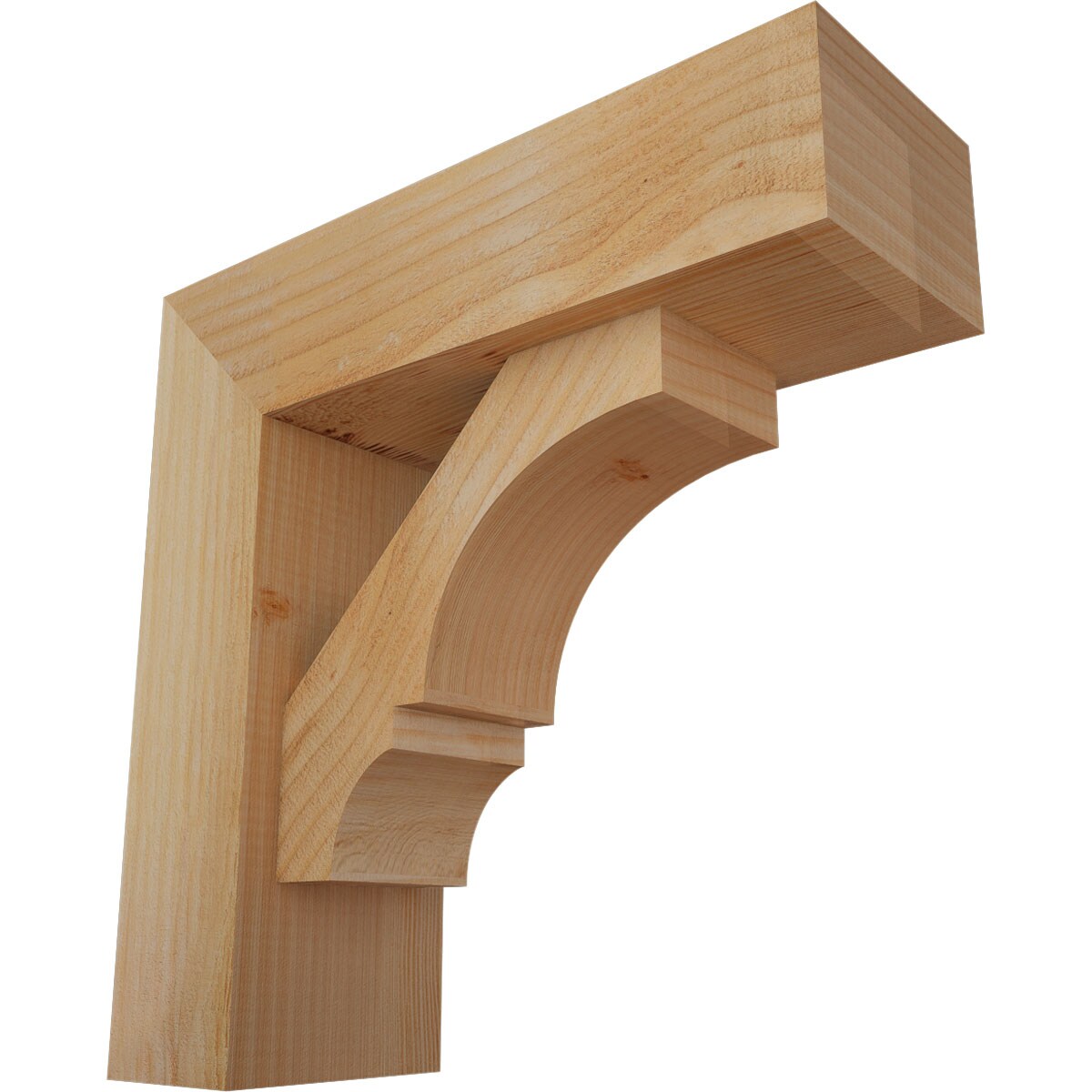 Ekena Millwork 1462034 Balboa block rough sawn bracket with offset brace 6-in x 18-in x 18-in Douglas fir Brown Wood Standard bracket