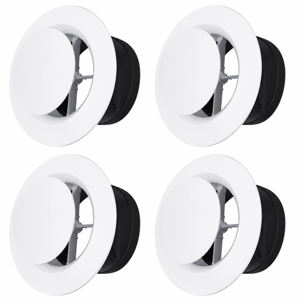 Aoibox  8 in Diameter Round Adjustable Soffit Vent Covers with Rotating Louvers for Indoor Ventilation White ABS