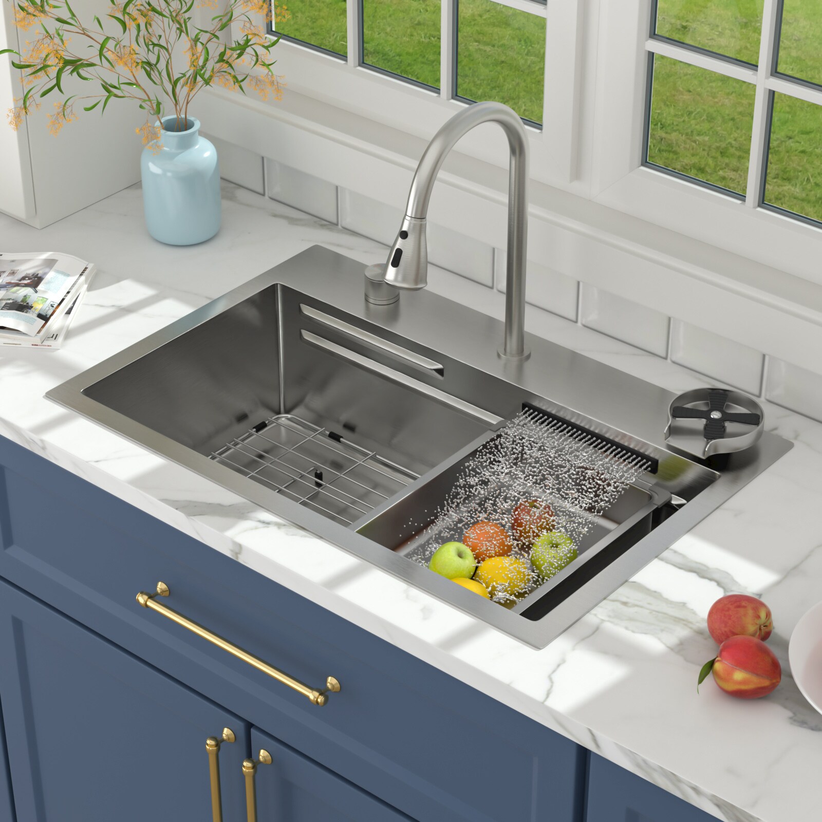 Lordear Drop-in 31.5-in x 20.5-in Stainless steel Single bowl 16