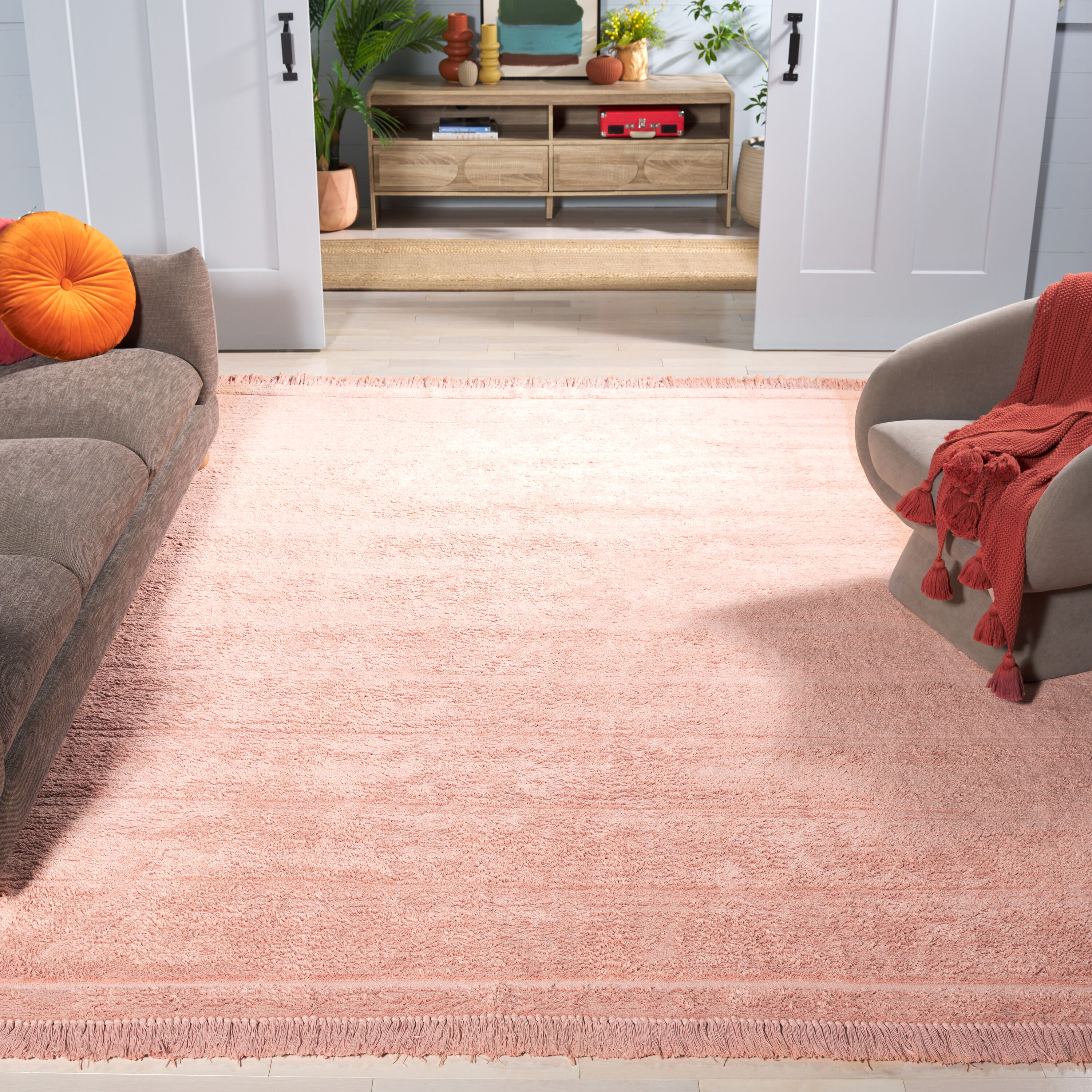  Easy Care 217 Pink Shag / Flokati 6ft x 9ft Medium Rectangle Rug