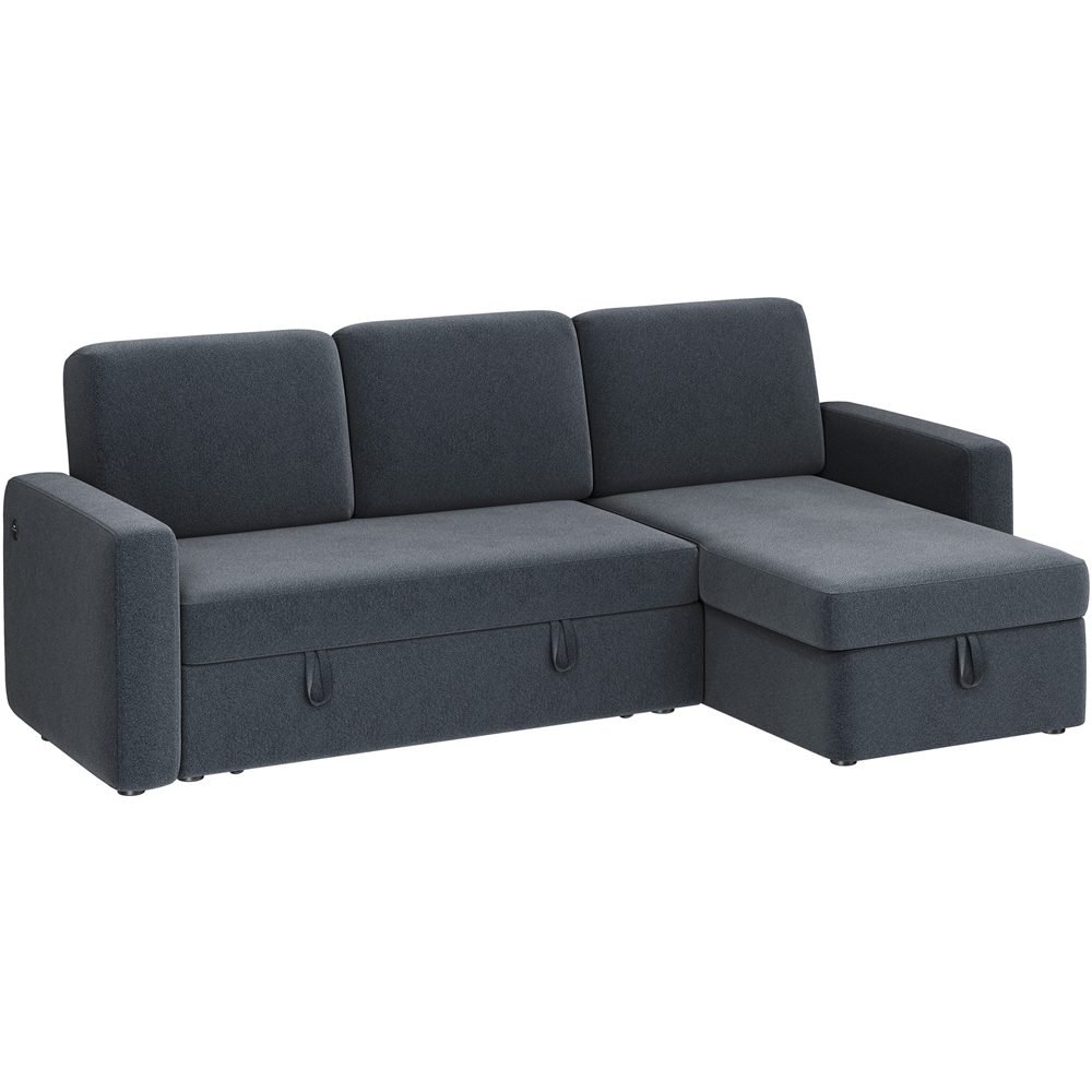 Yaheetech Dark Gray L Shaped Convertible Sectional Sofa with Storage Compartment and USB Ports