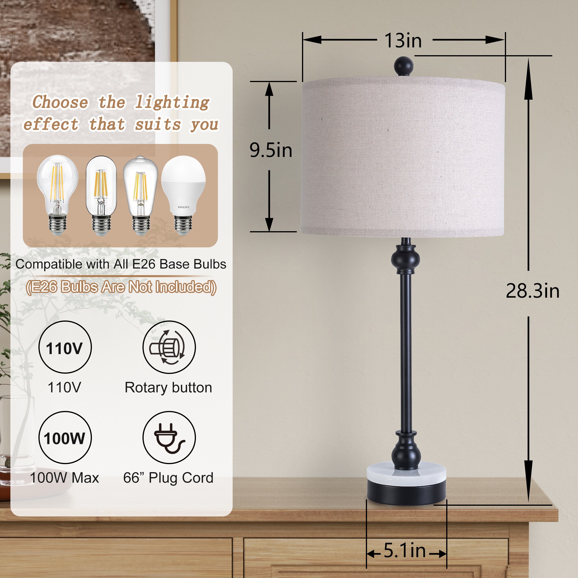 Maxax T264-BK Table-Lamps - View #4