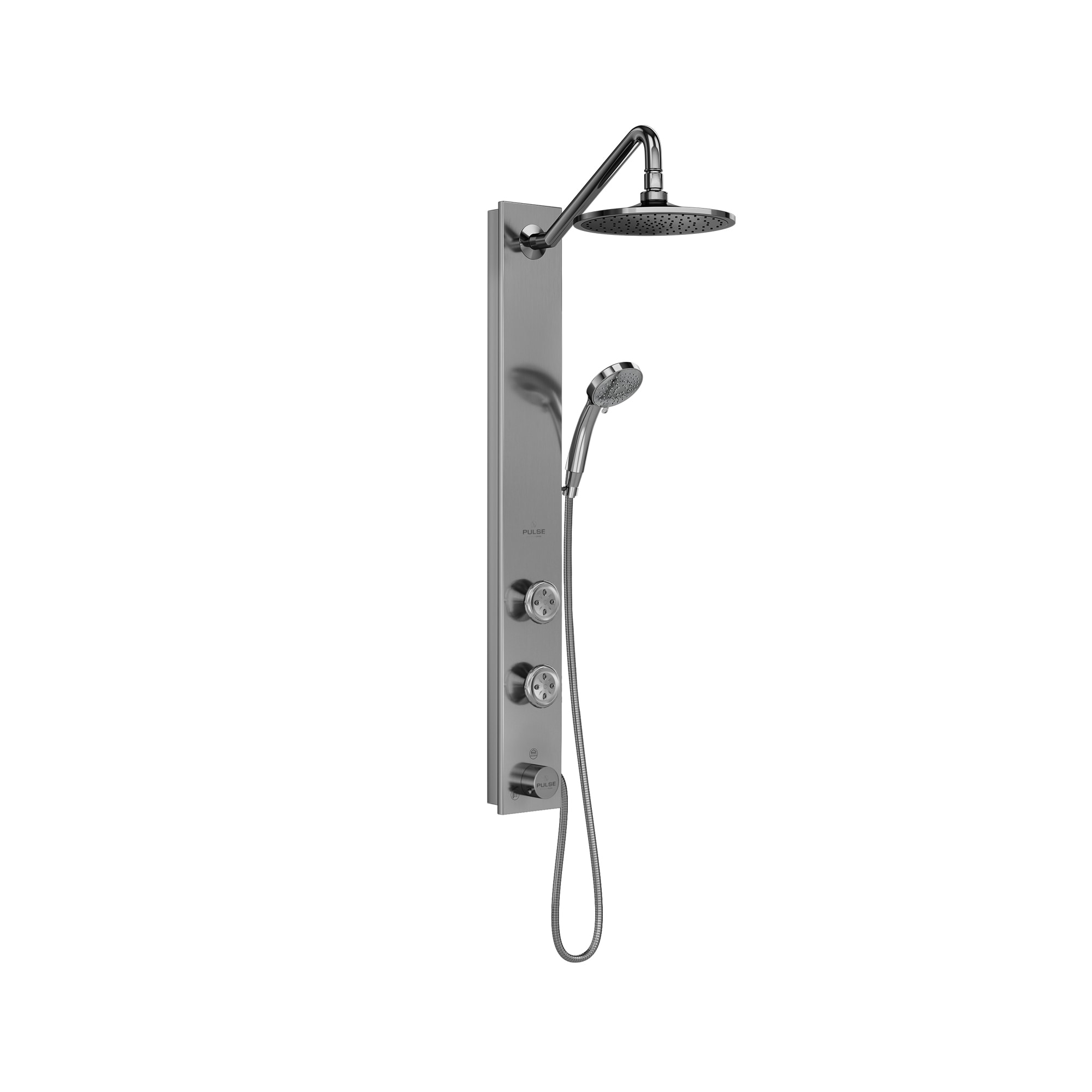 PULSE 1021-SSB Stainless-steel with chrome fixtures 8-in Dual/Combo 3-way Diverter