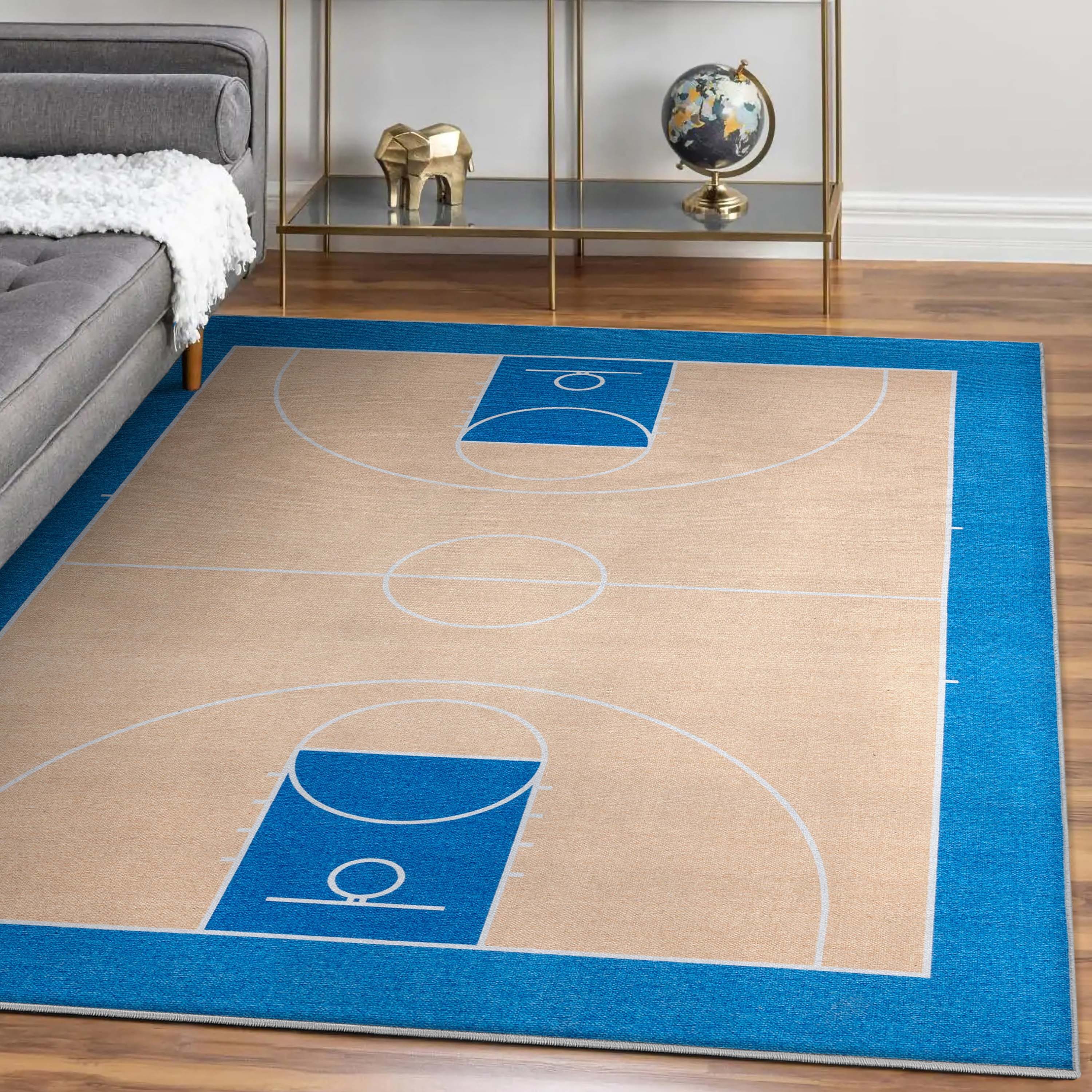 Well Woven W-AP-16A-5 Apollo 5 x 7 (ft) Polyester Tan Blue Rectangular Indoor Abstract Mid-Century Modern Area rug