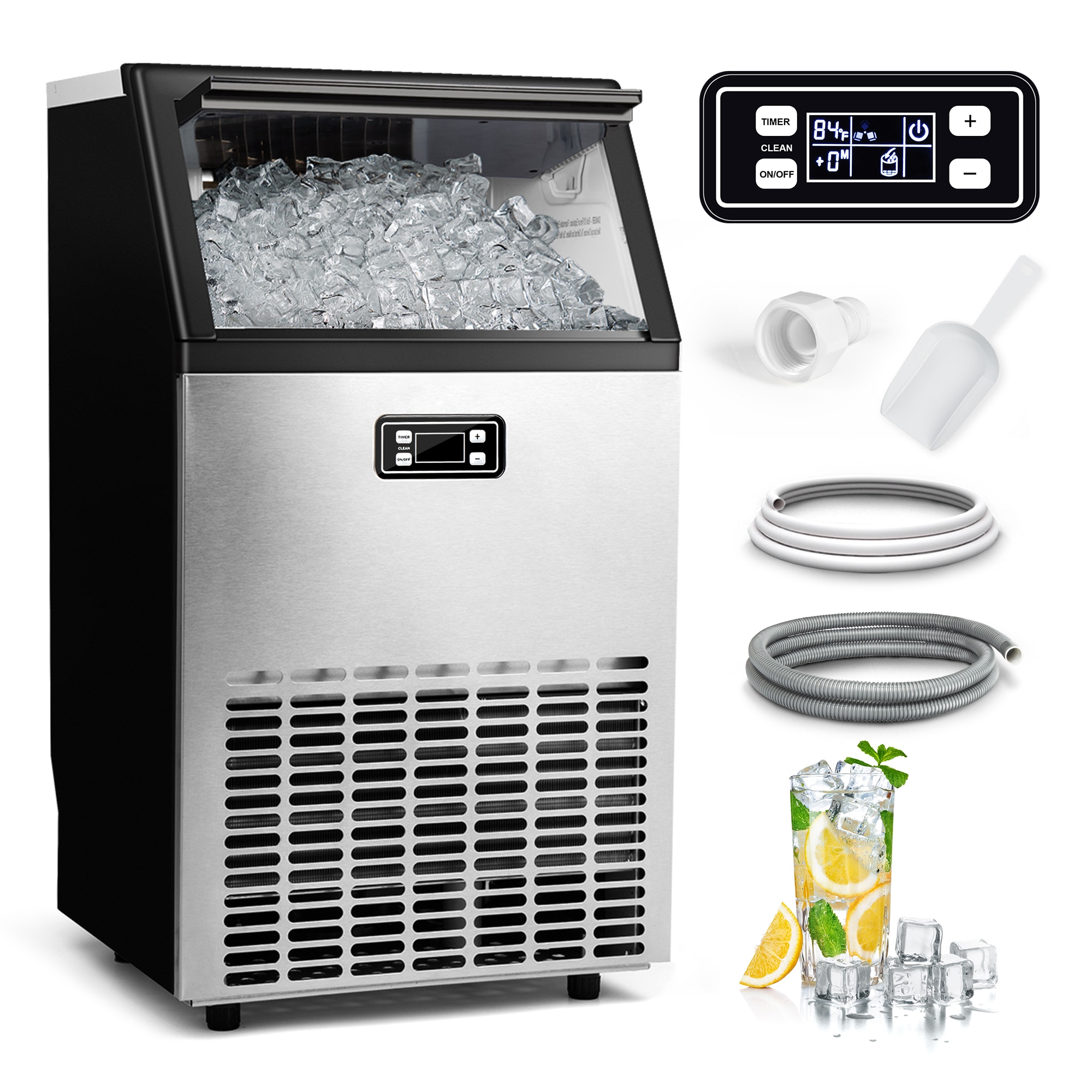 SIMZLIFE 100-lb Ice Per day Cubed Ice Maker (Silver) IM-02 at Lowes.com