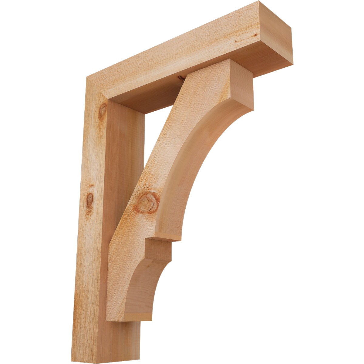 Ekena Millwork 1461847 Balboa Block Rough Sawn Bracket with Offset Brace 6-in x 24-in x 32-in Western red cedar Brown Wood Standard bracket