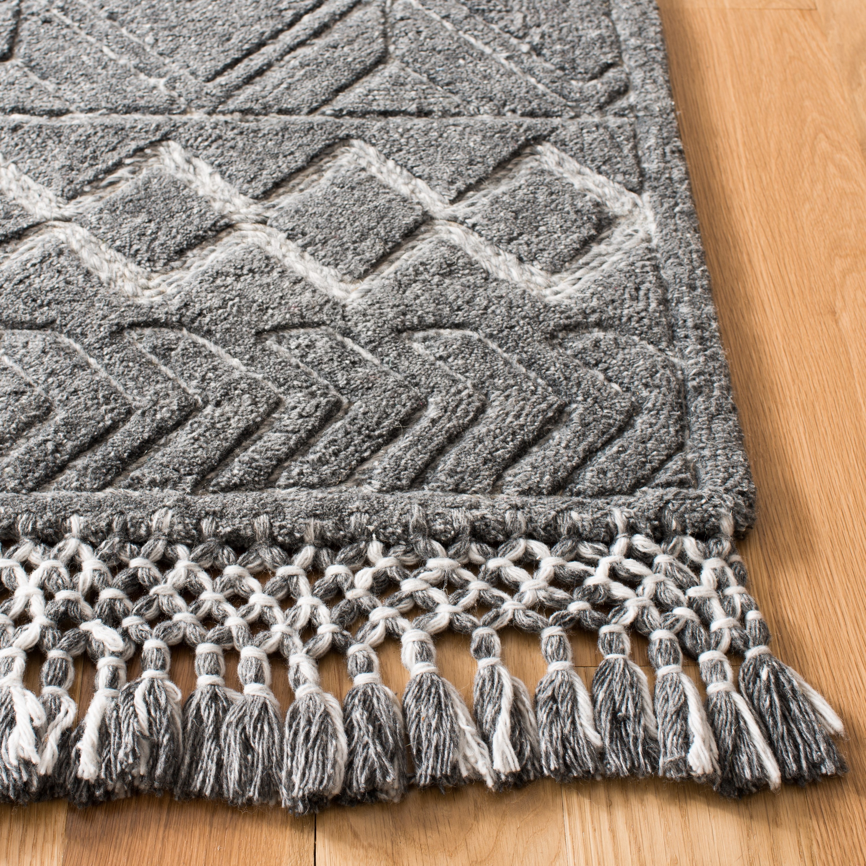 Gray 8' x 10' Hand-Tufted Wool Shag Rug