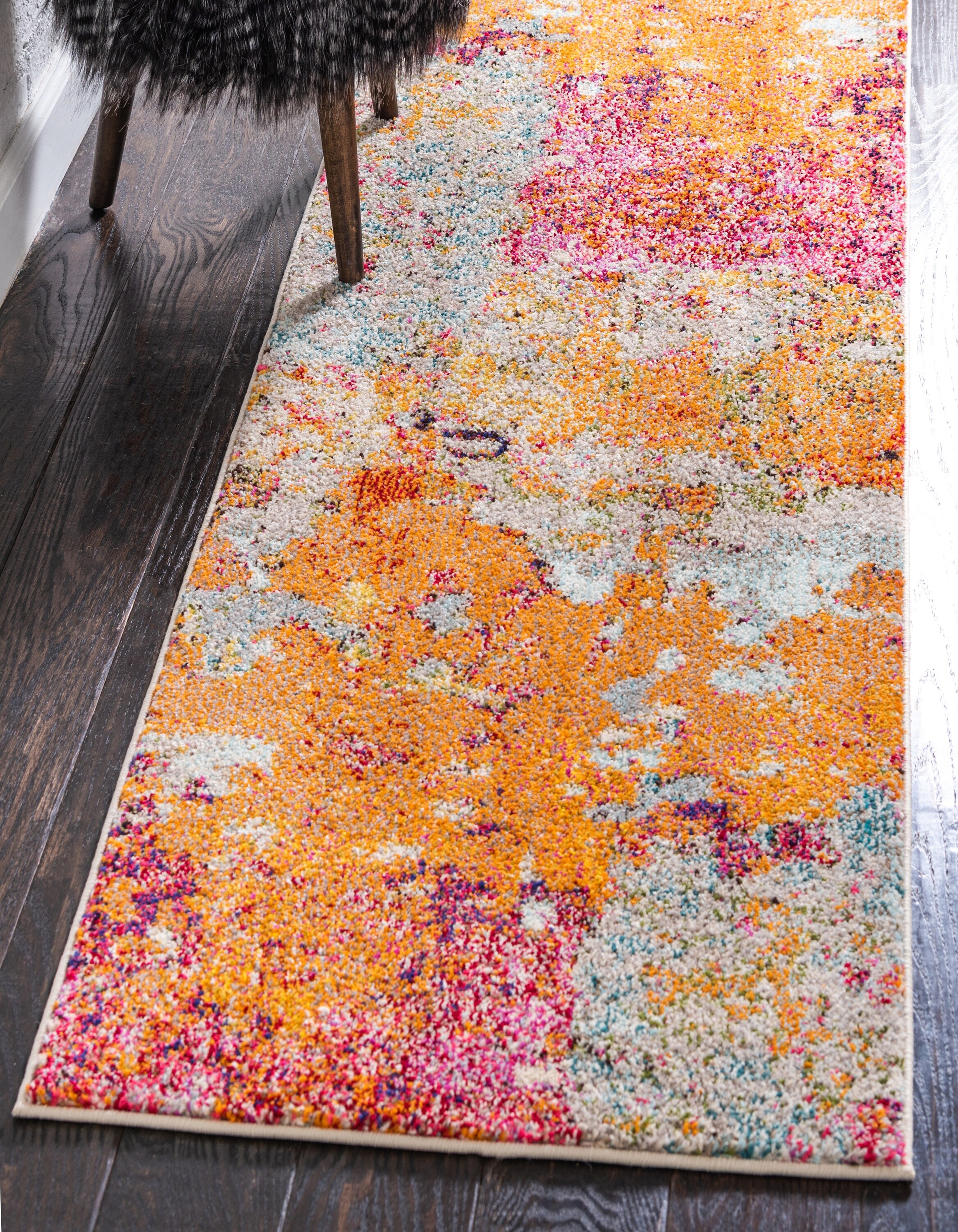 Unique Loom Hermosa Chromatic 3 x 10 Multi/Beige Indoor Abstract Bohemian/Eclectic Runner