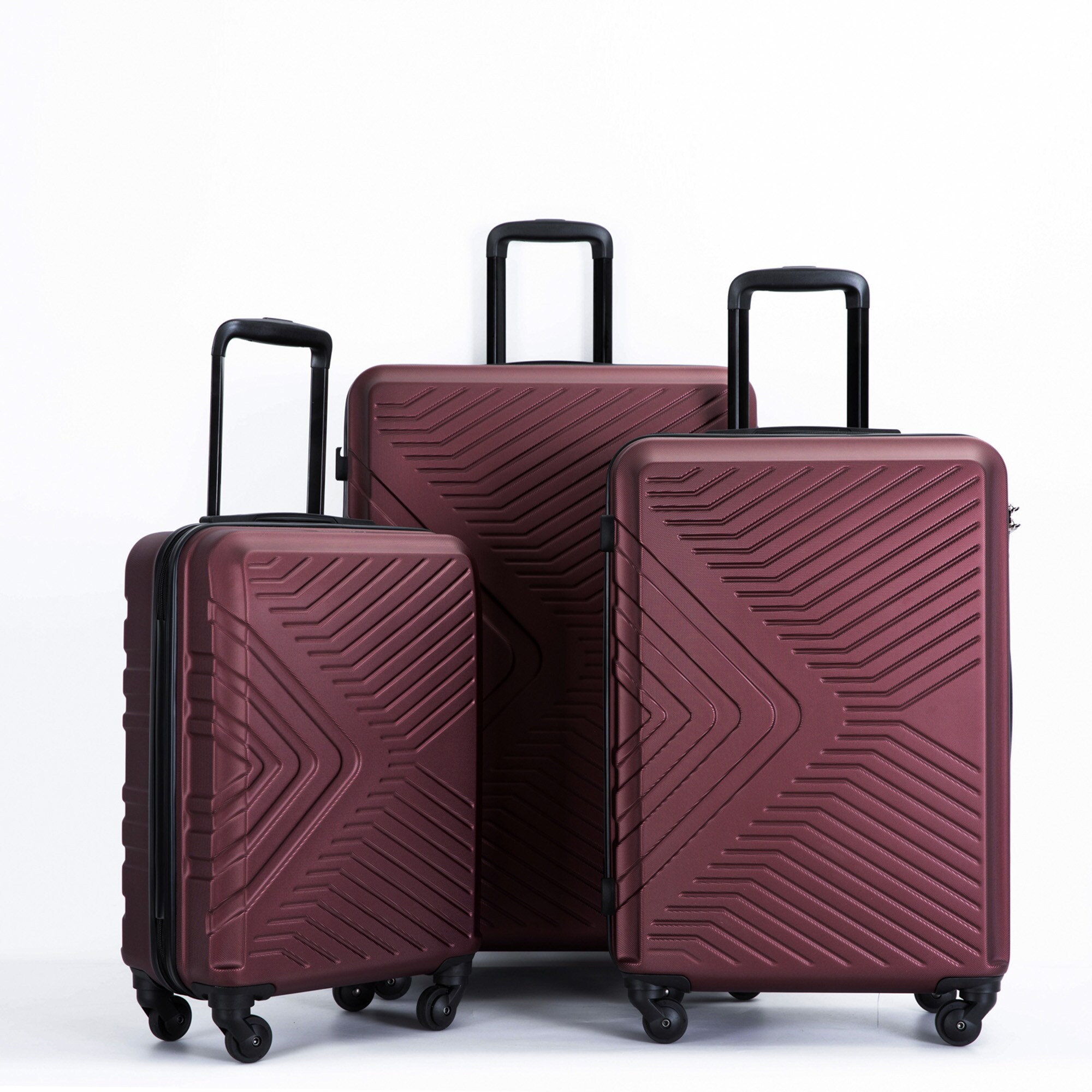 SINOFURN SYD9400018BY 19.9x11.3x29.8 Red Plastic Hardshell Suitcase set 3 -Bag