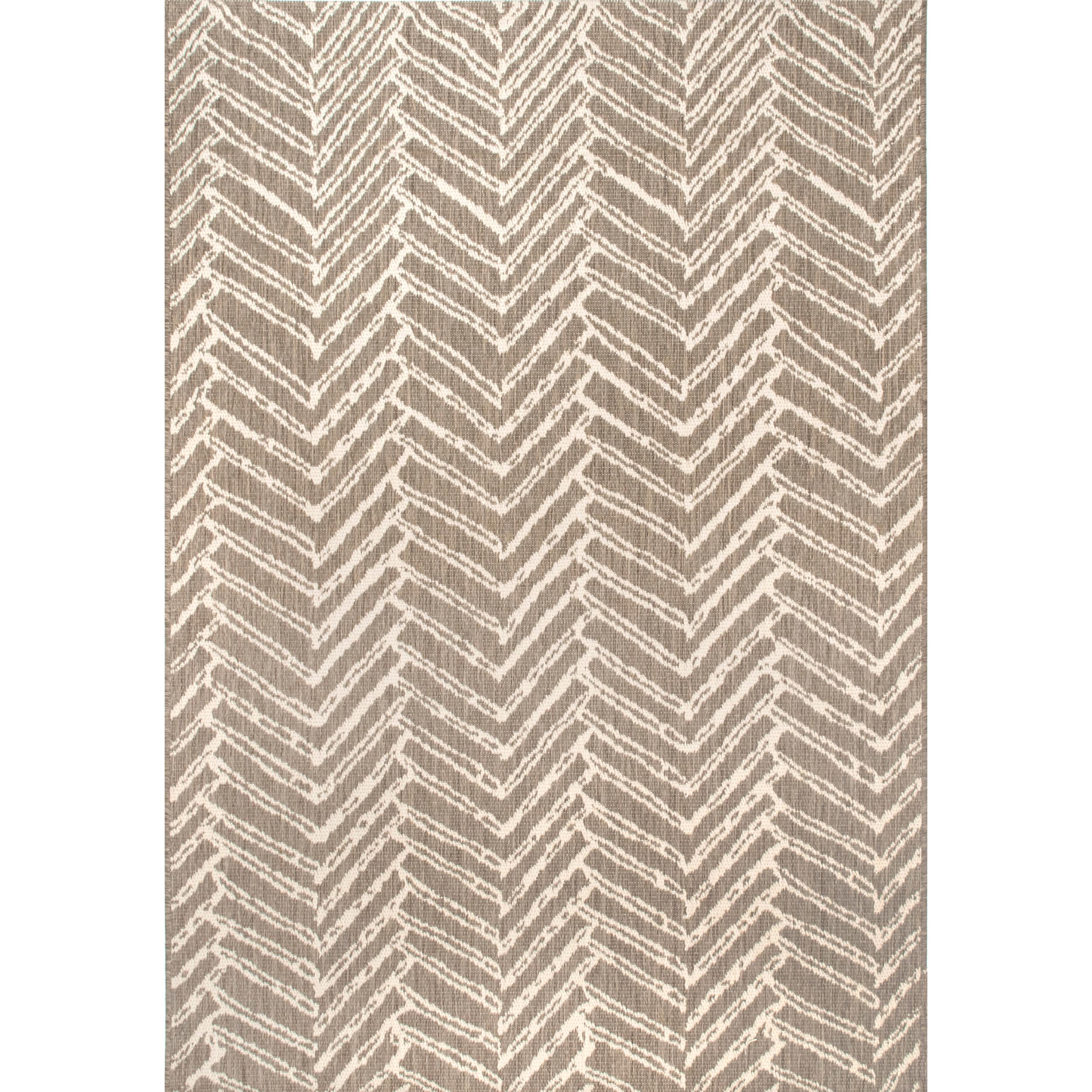 Macklin Brown Herringbone Synthetic Indoor/Outdoor Area Rug