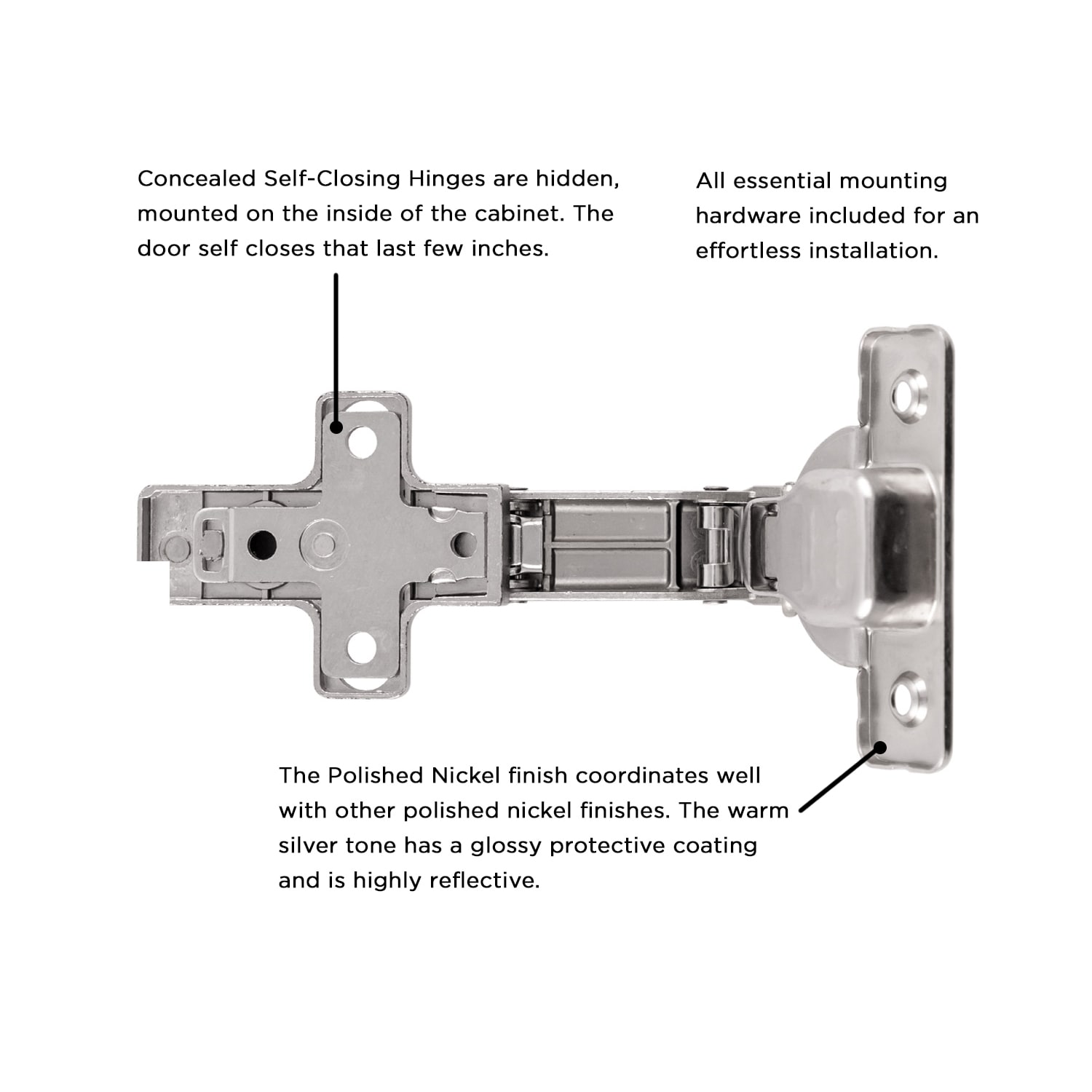 Hickory Hardware 94-Degree Concealed Self-closing Polished Nickel ...