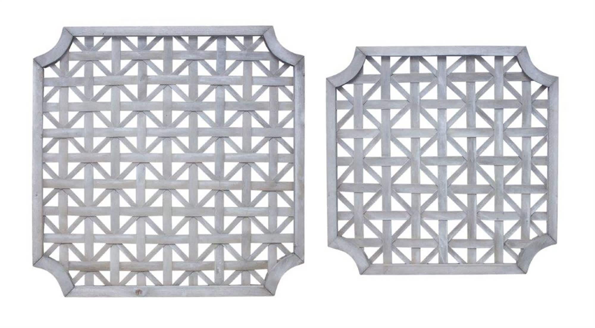 Melrose International Woven Wood Square Wall Hanging (Set of 2)