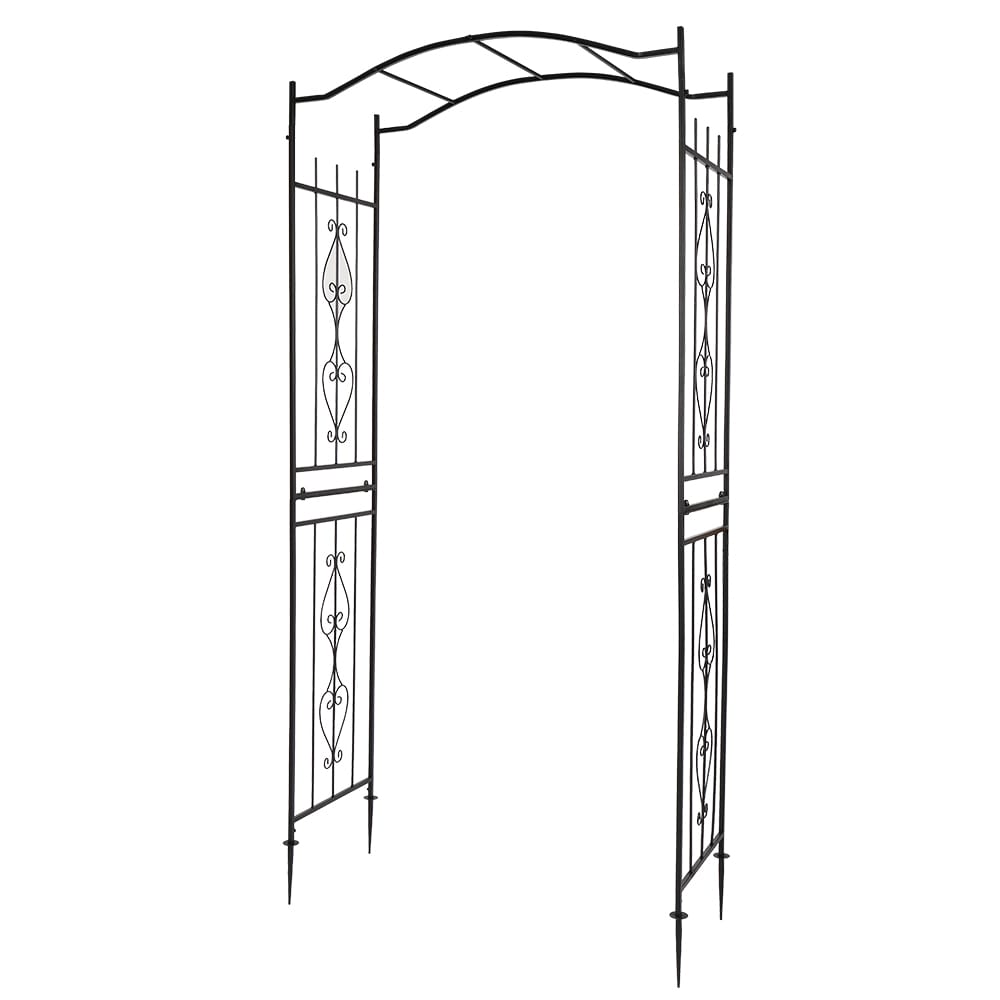 Winado Iron Arbor 3.6-ft W x 7.55-ft H Black Garden Arbor in the Garden ...