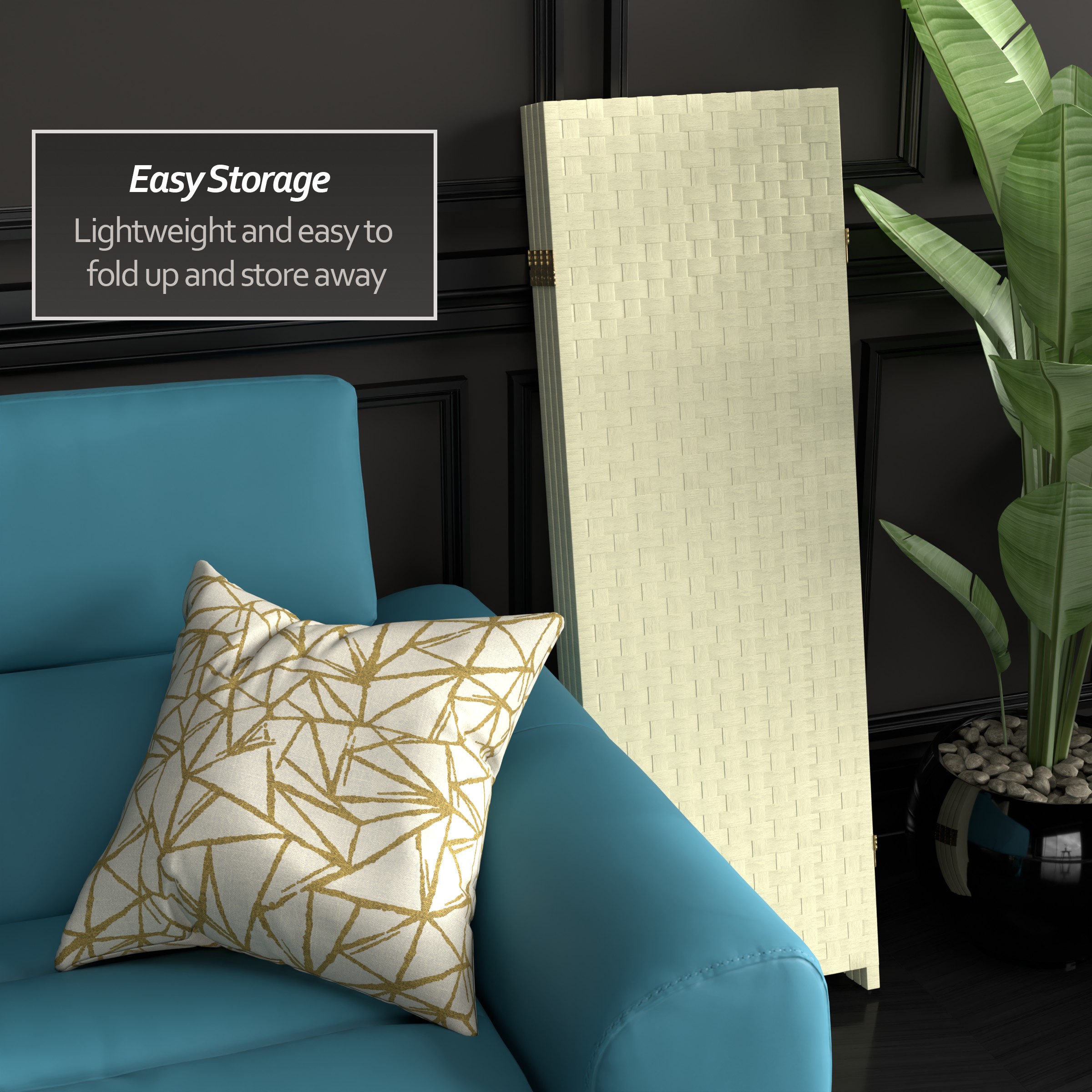 Oriental Furniture SS4FIBER-CRM-4P Indoor-Privacy-Screens - View #5
