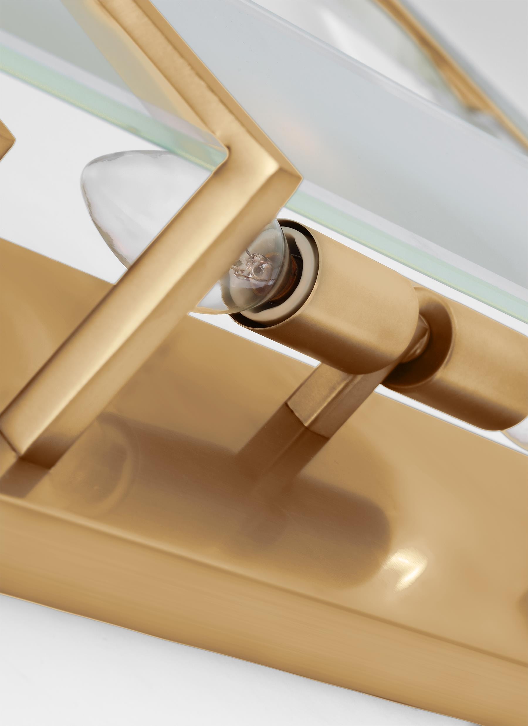Satin Brass 4-Light Vanity Fixture with Frosted Beveled Glass