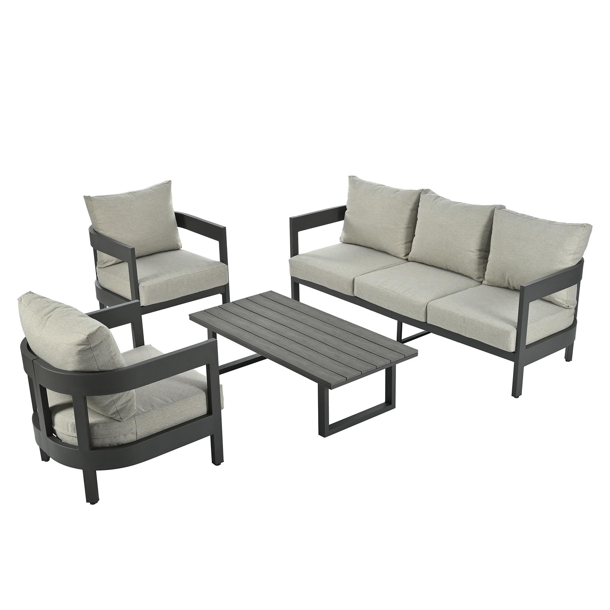 SINOFURN SYA020354BG 4 -Piece Patio Sofa Conversation Set with Tan Cushions