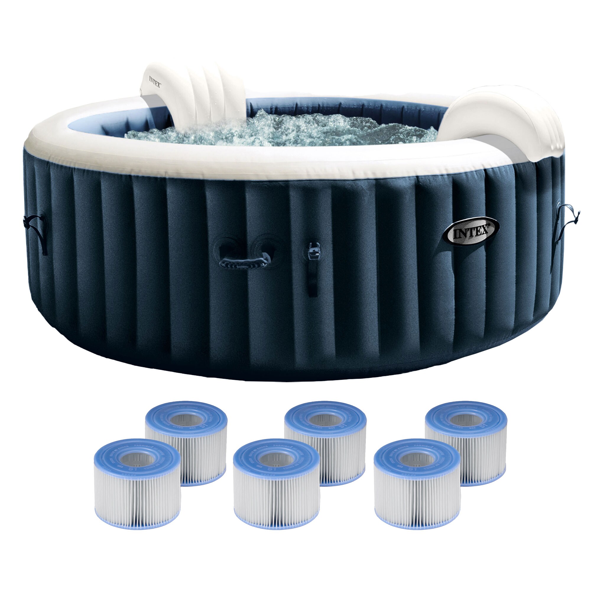 77-in x 28-in 4-Person Inflatable Round Hot Tub | - Intex 305613