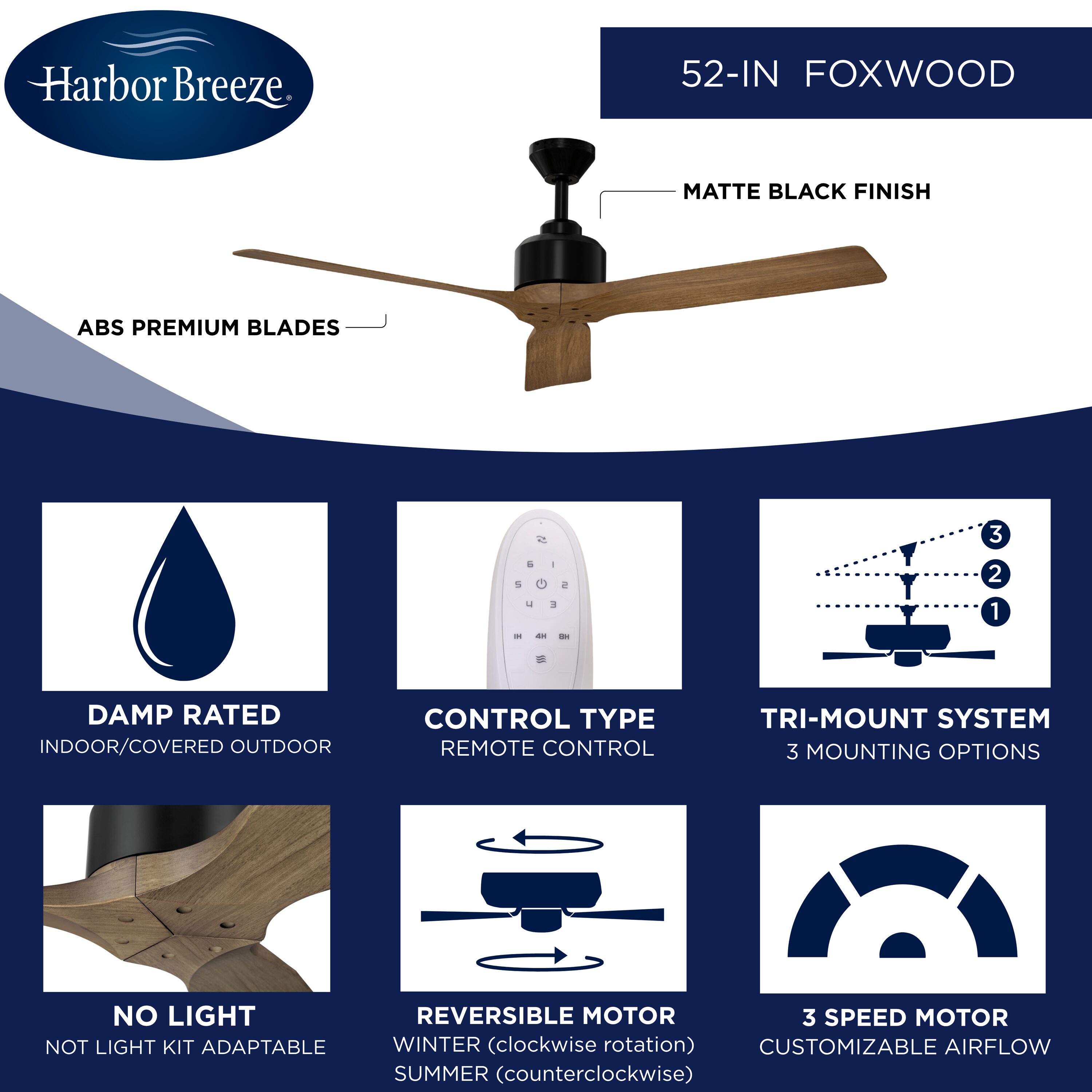 Harbor Breeze FOX52MBK3R Ceiling-Fans - View #3