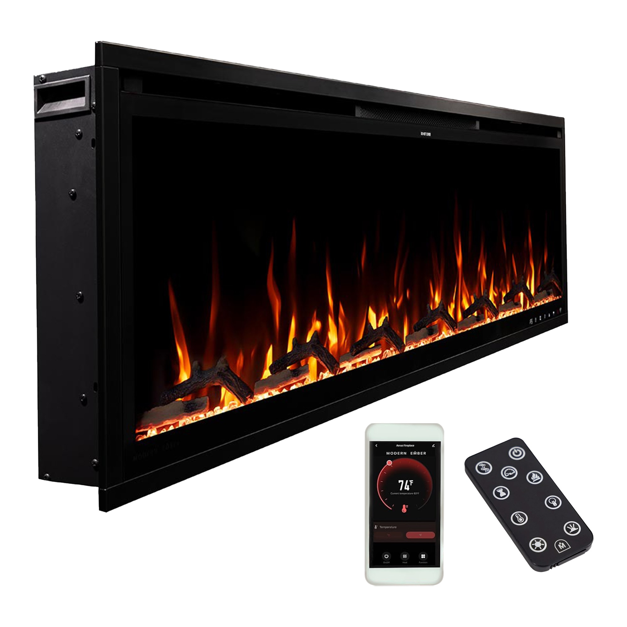 Modern Ember ME-SL60 60-in W Aerus Wall mount Infrared quartz Wall-mount Electric Fireplace with Remote Control Included