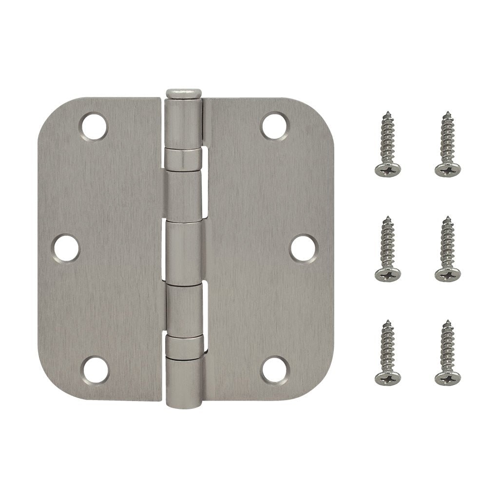 Nuk3y H35-52RSN 3-1/2-in H x 5/8-in Radius Satin Nickel Ball Bearing Interior Door Hinge