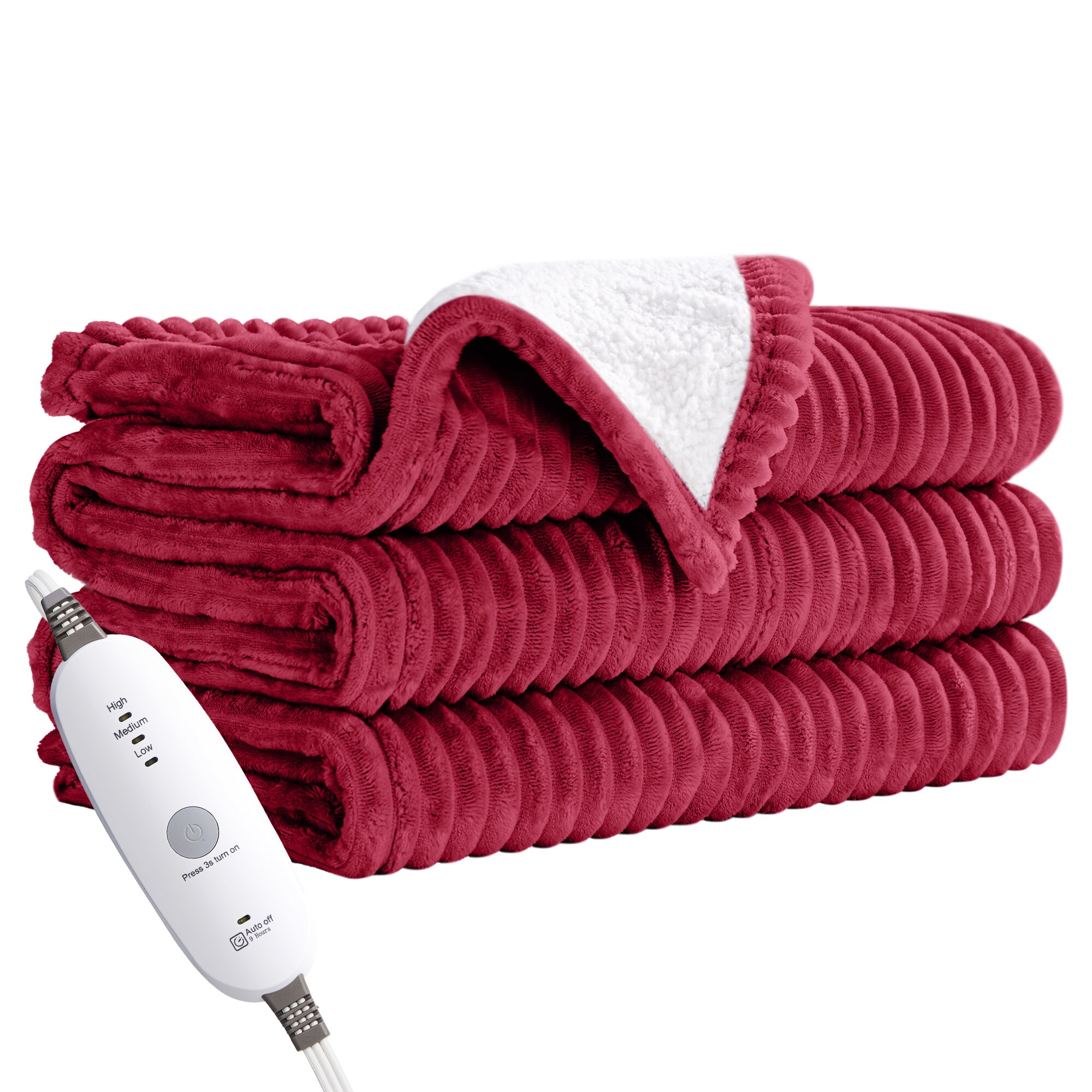 JEAREY JE-FLR+YGR-CA Heated Blanket Red 50-in x 60-in Polyester Heated blanket