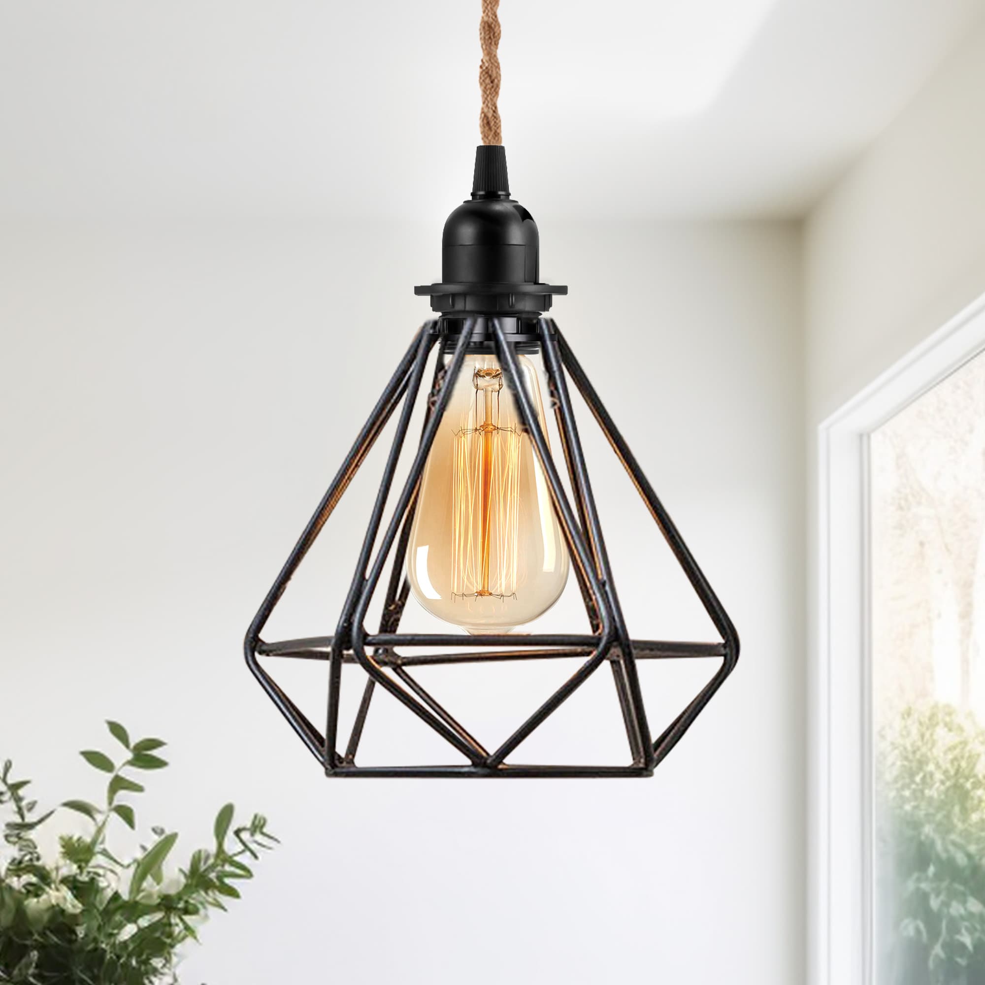 Plug in pendant light deals mid century