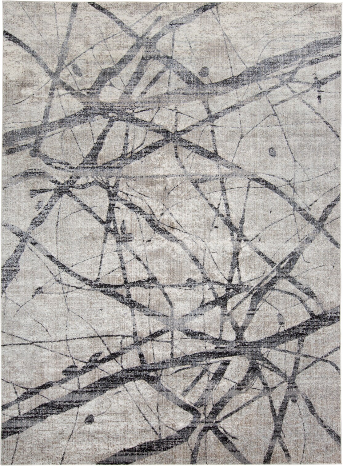 Ivory and Gray Abstract Rectangular Cotton Area Rug