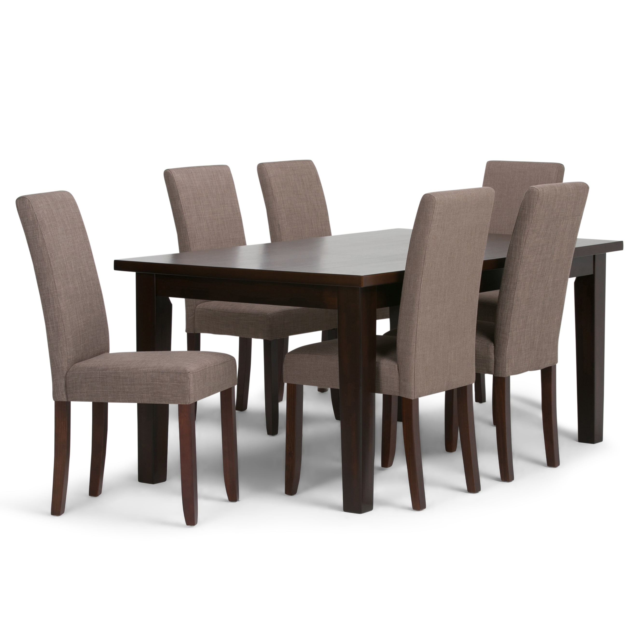 Simpli Home AXCDS7-ACA-LML Acadian Light Mocha Transitional Dining Room Set with Rectangular Table (Seats 6)
