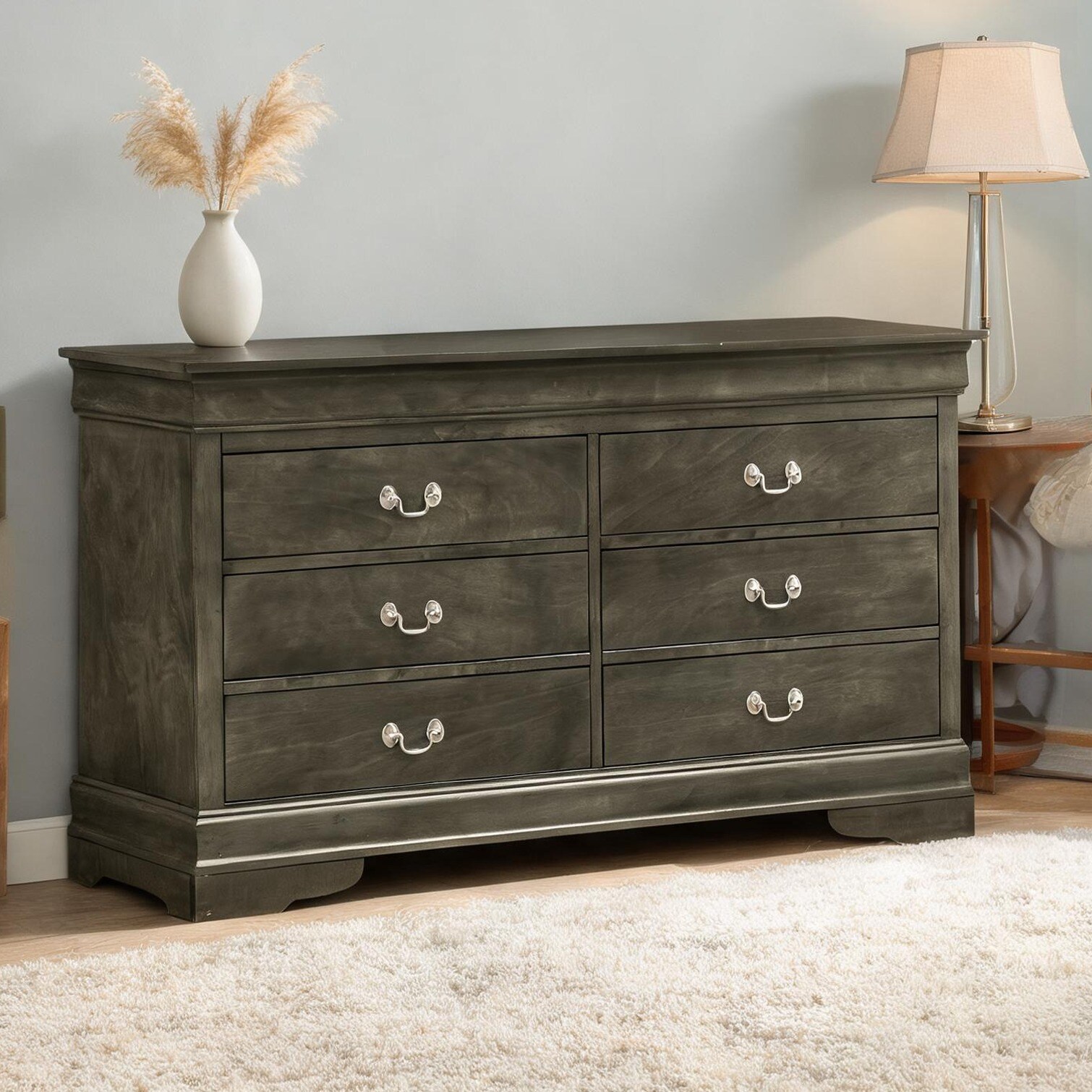 cool grey dresser Watnature Cool gray particle board double dresser for traditional bedroom storage one_size