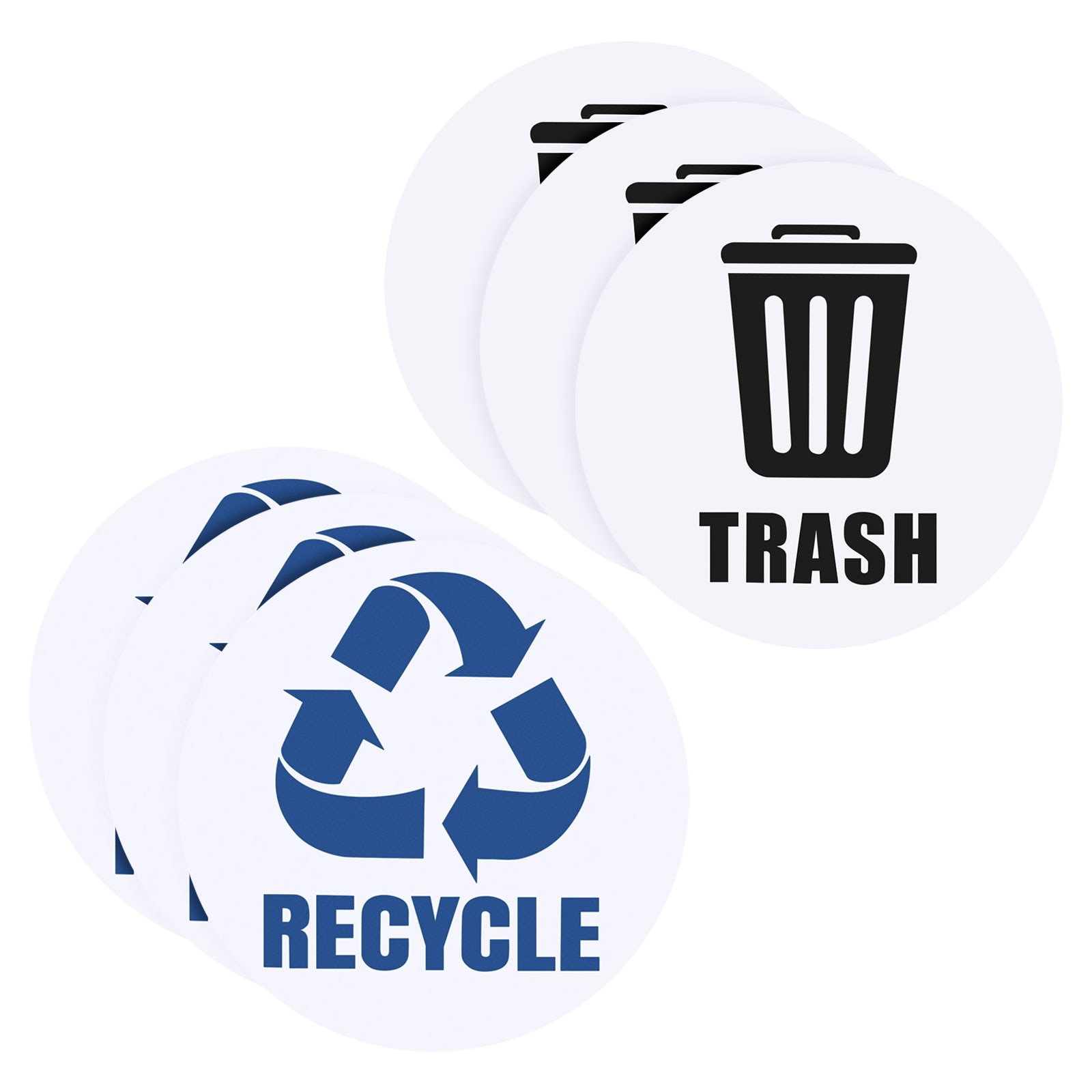 PATIKIL Recycle Sticker Bin Labels 6pcs Recycle and Trash Logo Stickers Combo Self-Adhesive Metal or Plastic Garbage Can Label Stickers for Home Kitchen Office Blue/Black 5 Inch