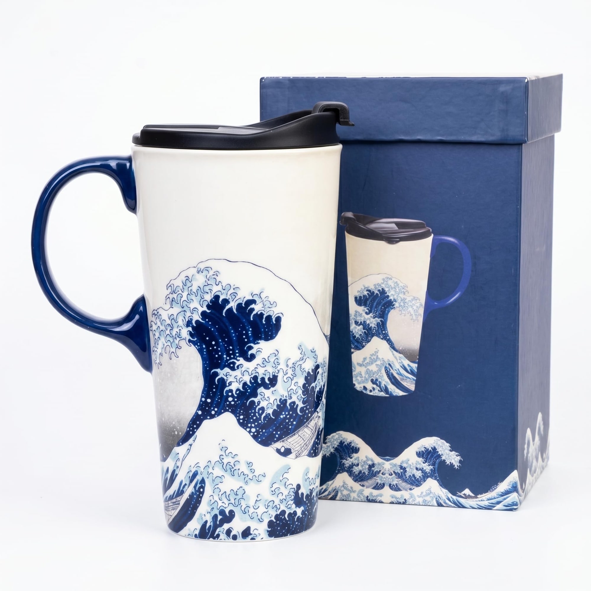 Aoibox  17 oz Tall Ceramic Travel Mug with Leak Proof Lid and Contoured Handle for Coffee Tea and Hot Beverages