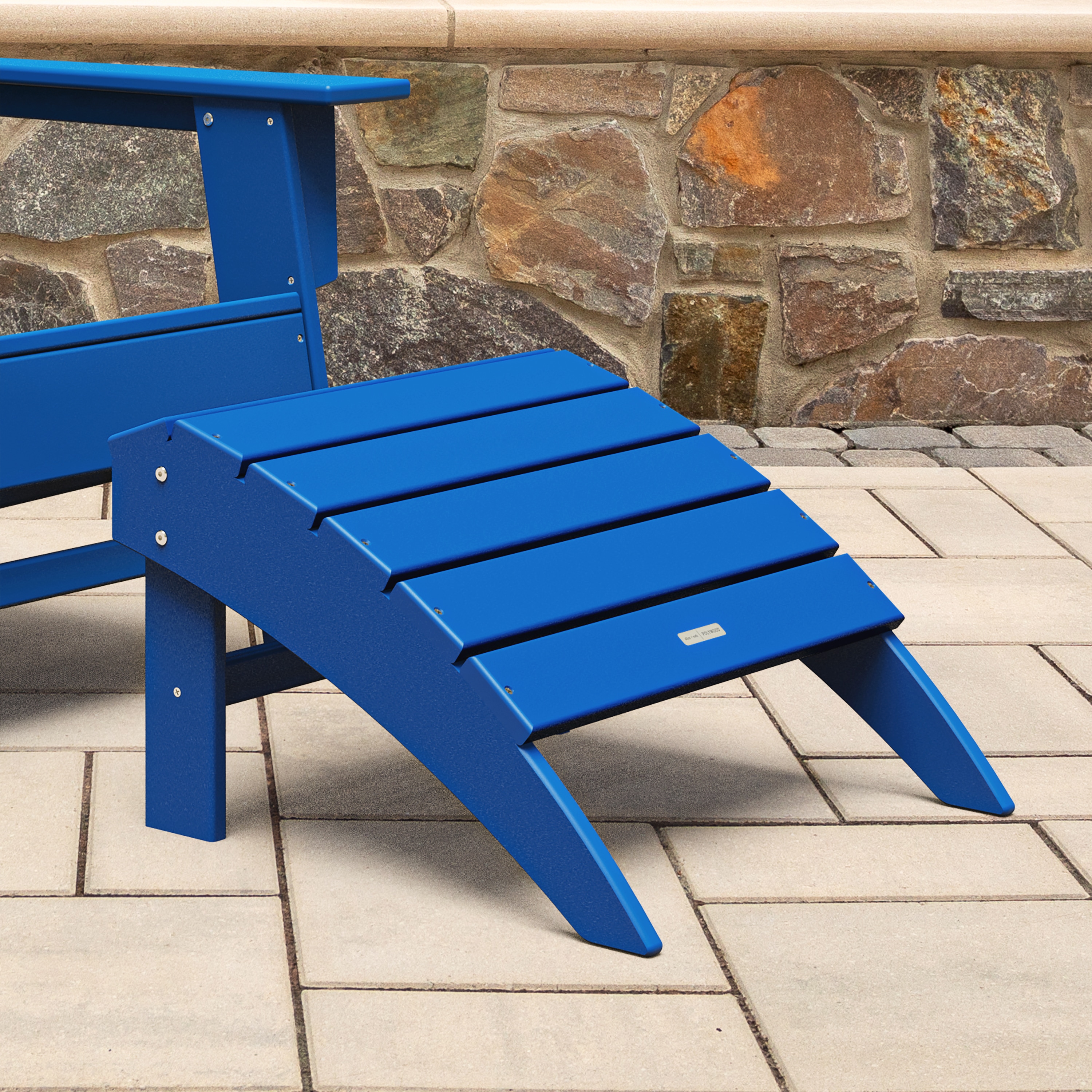 allen + roth by POLYWOOD AROT400-PB Oakport Pacific Blue HDPE Ottoman
