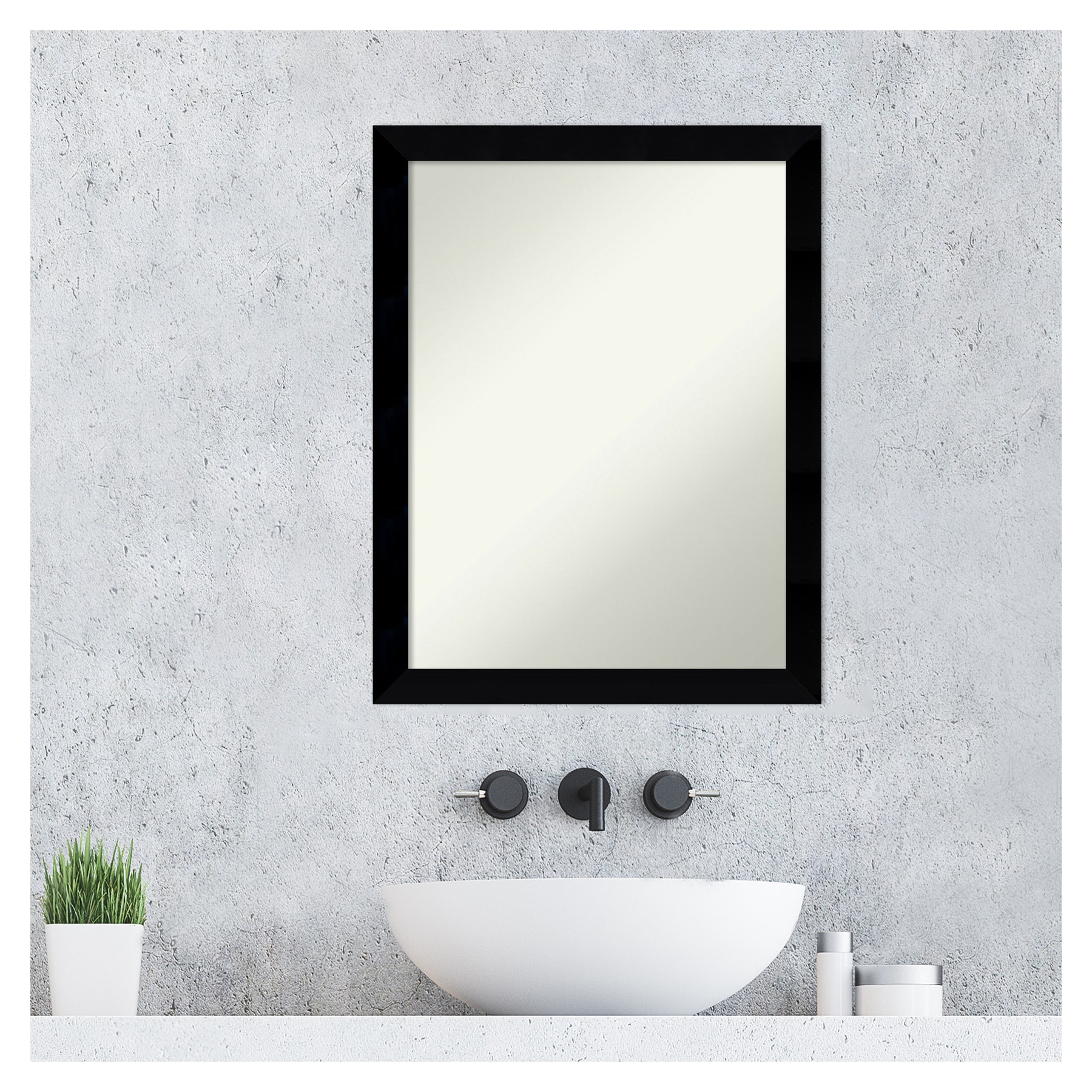 Black Rectangular Wood Bathroom Vanity Mirror