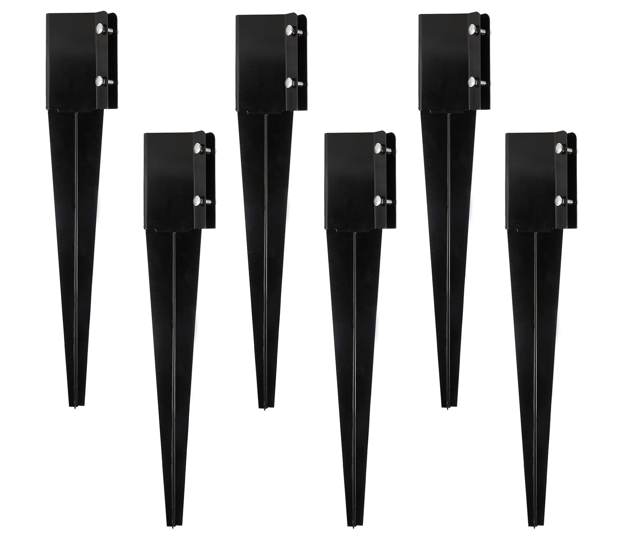 Phyfalip  6 pcs fence post anchor ground spike 24 inch for 4x4 wood posts heavy duty steel powder coated for mailbox deck railing garden