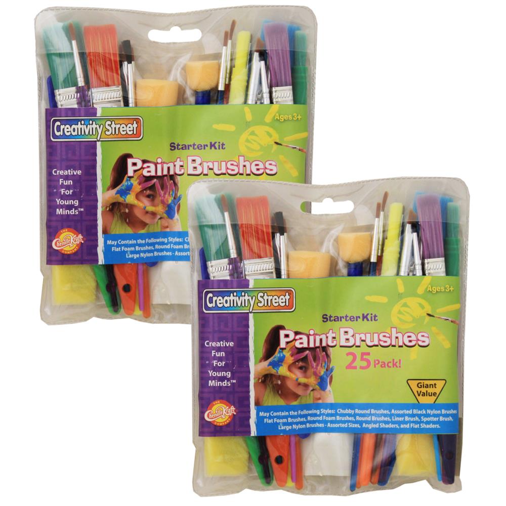Creativity Street CK-5180-2 50-Pack Multiple Sizes Assorted Paint Brush (Brush Set)