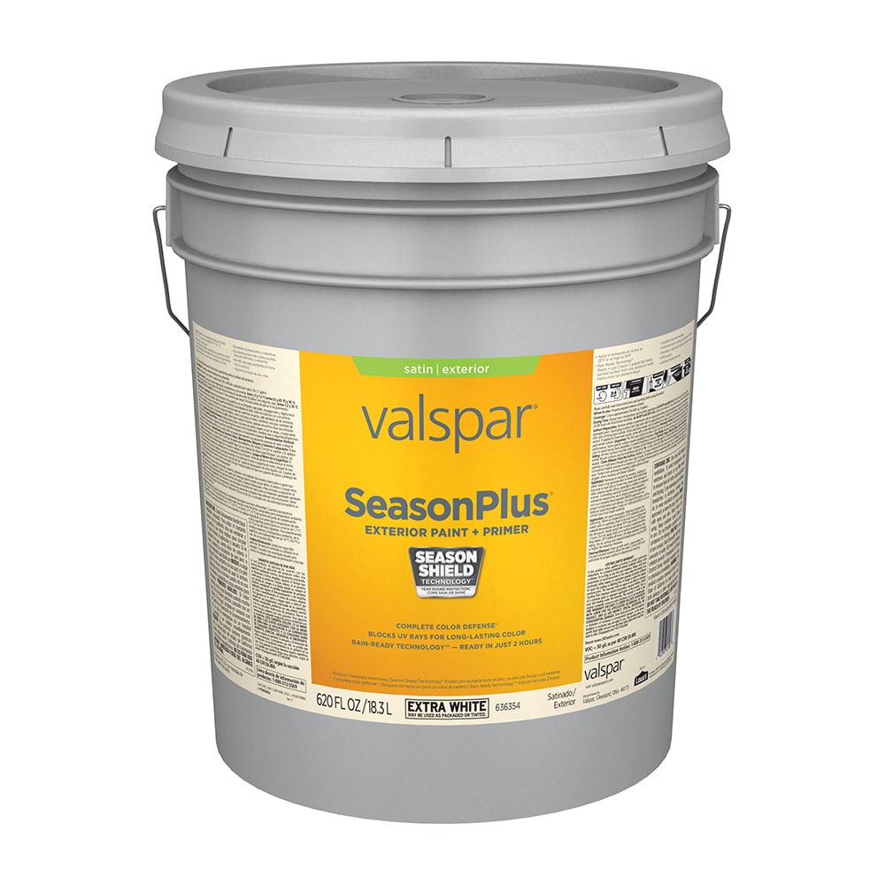 Valspar SeasonPlus Satin Extra White Tintable Latex Exterior Paint ...