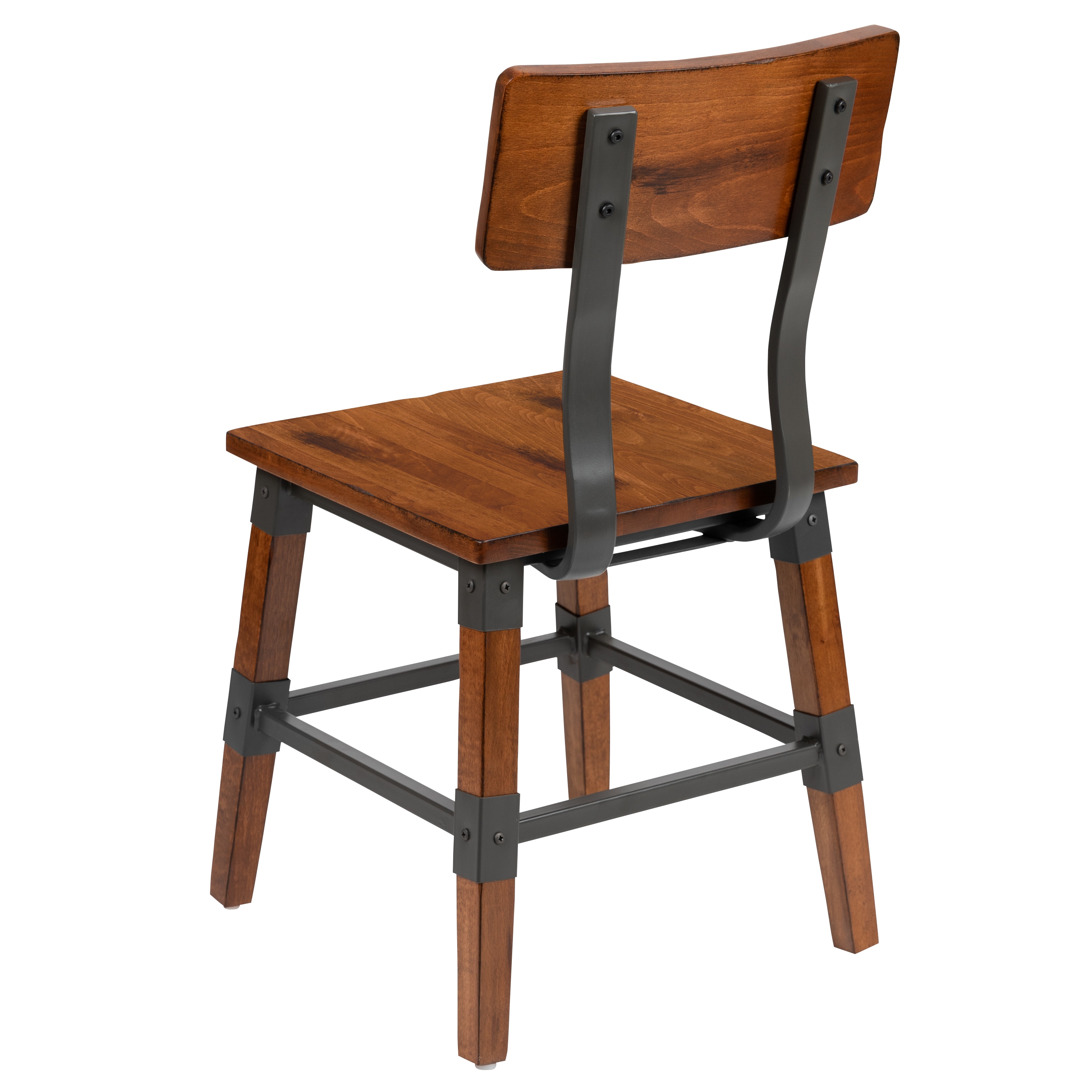 Rustic Antique Walnut Solid Beechwood Side Chair - Set of 2