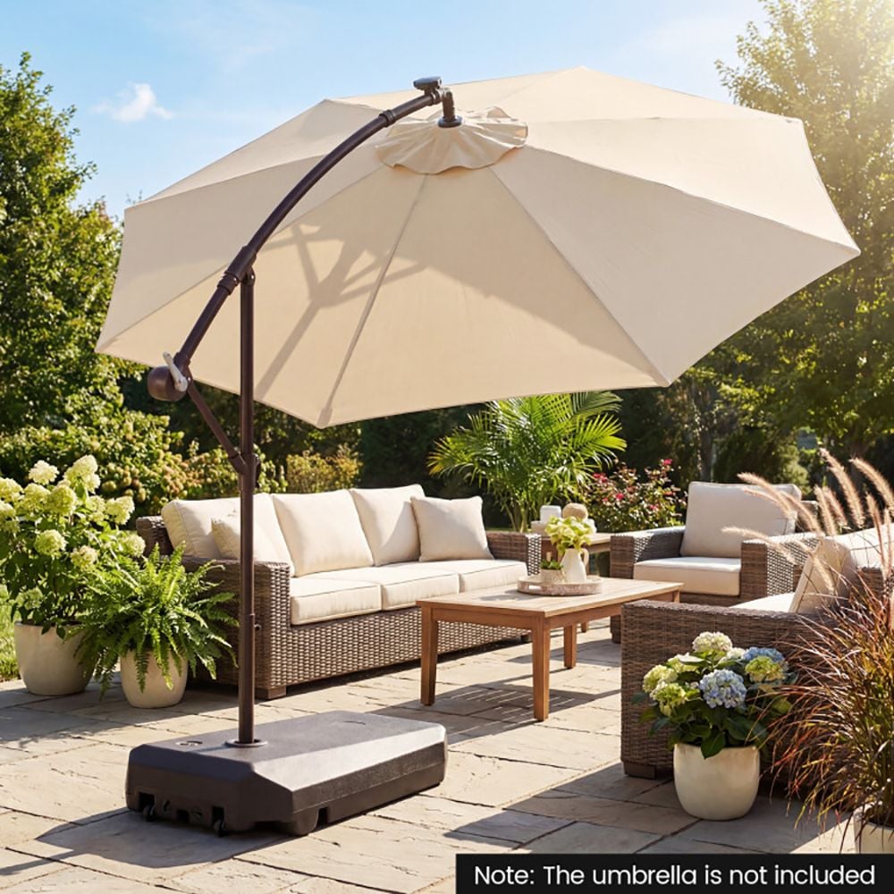 cantilever patio umbrella with wheeled base JUSHUA 165 LBS Cantilever Umbrella Base with Wheels and Cross Base in the Patio  Umbrella Bases department at Lowes.com
