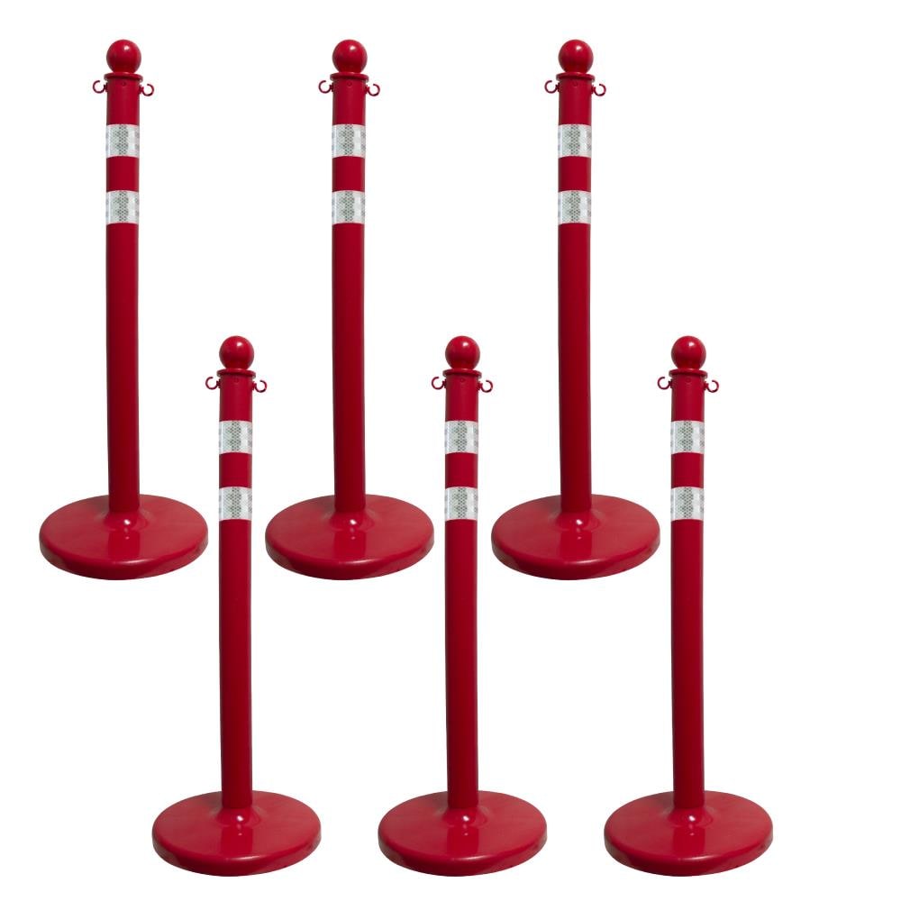 Mr. Chain 96451-6 Red Medium Duty Stanchion with Reflective Stripes (6-pack)