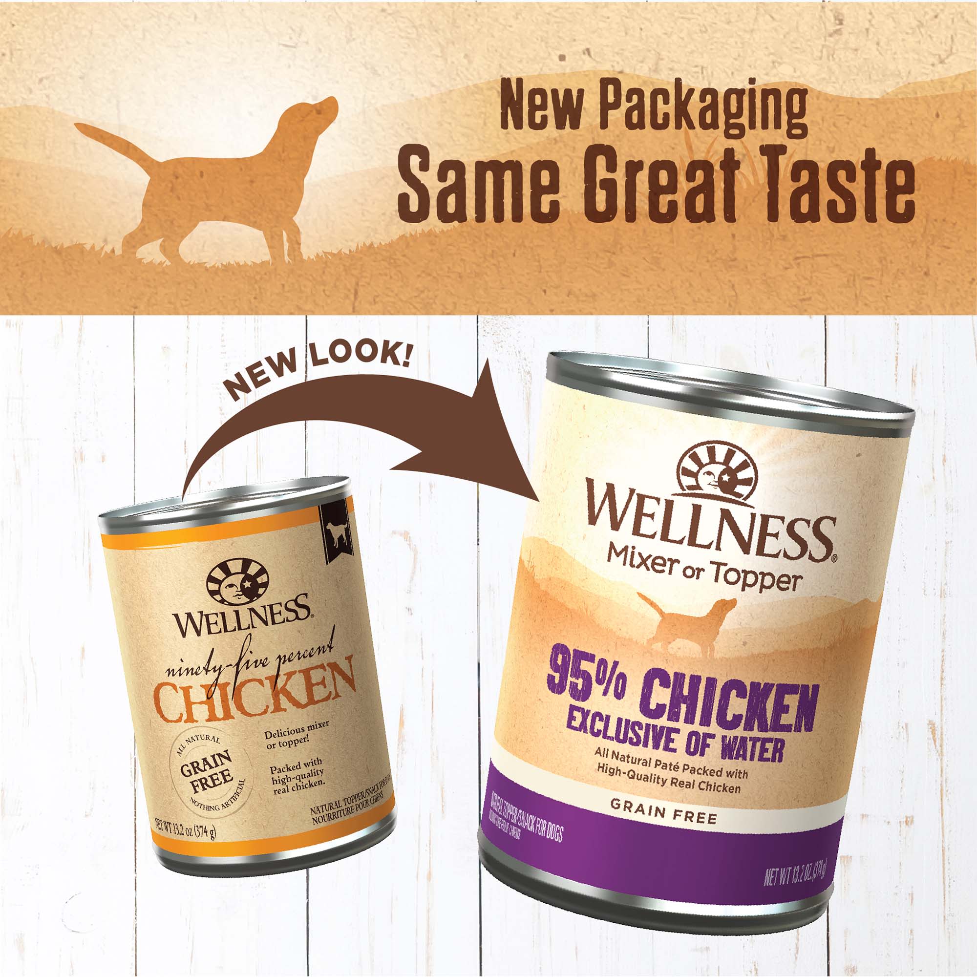 Wellness 95 percent Chicken Natural Grain Free Recipe Wet Dog Food 13.2 ...