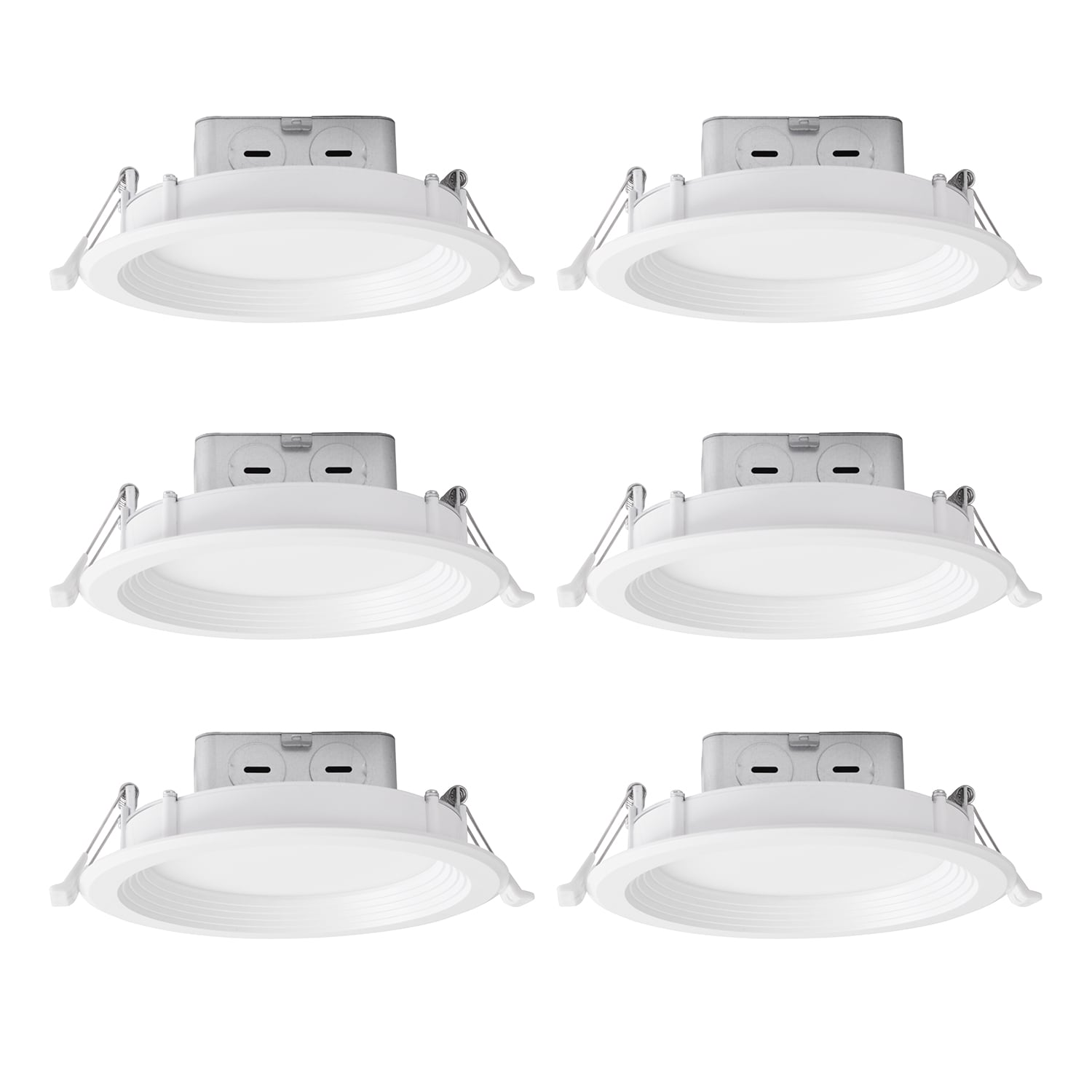 Utilitech MQTL1270-L85K9027S White 6-in 850 -Lumens Switchable white Round Dimmable LED Canless Wet rated Recessed Downlight 6 -Pack