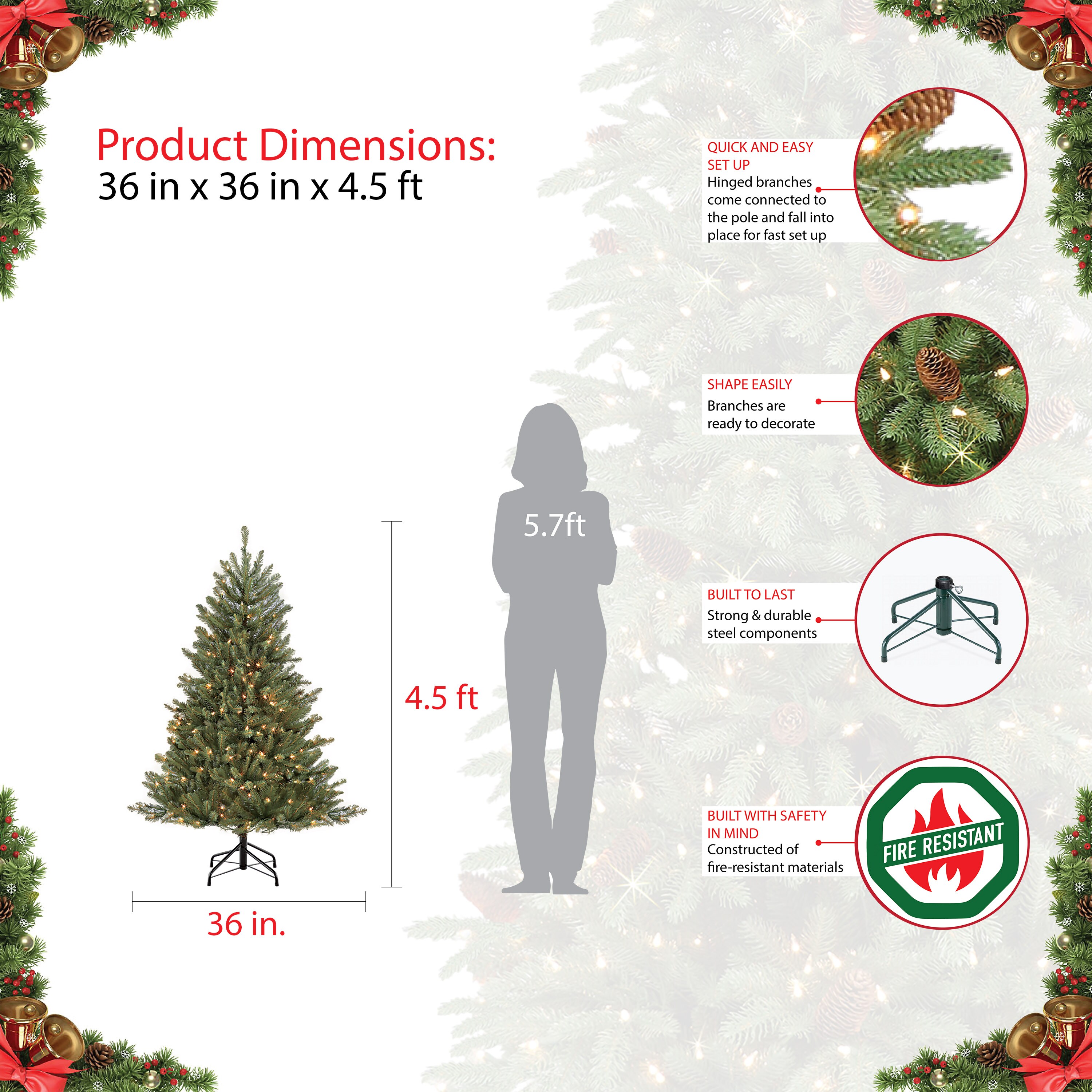 Puleo International FFA-45 Artificial-Christmas-Trees - View #6
