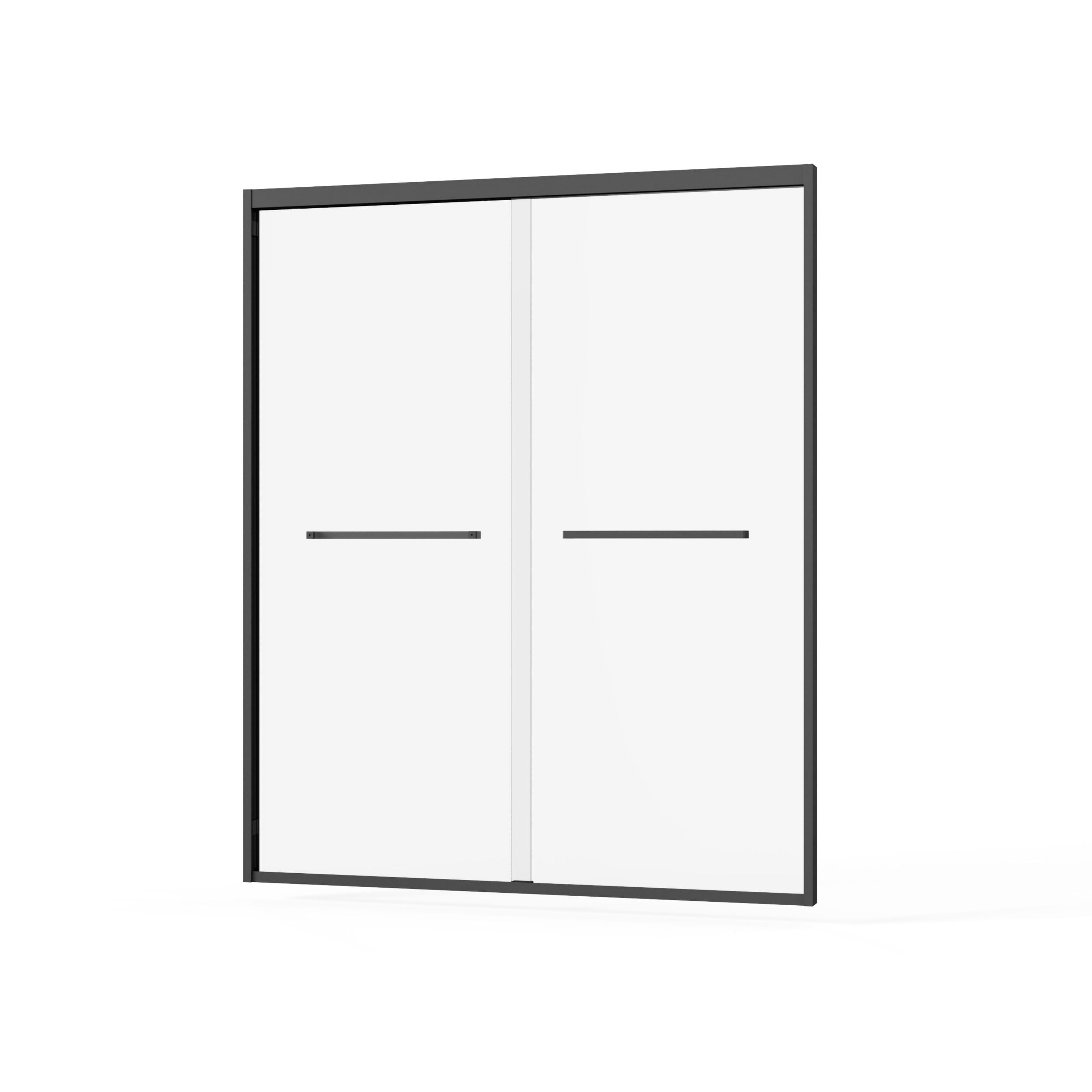 WELLFOR QPZ-TL03W Black 56-in to 60-in W x 72-in H Framed Clear Glass Bypass Sliding Soft Close Shower door