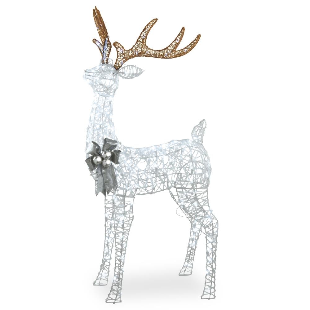 LuxenHome 55.12-in Reindeer Yard Decoration with White LED Lights