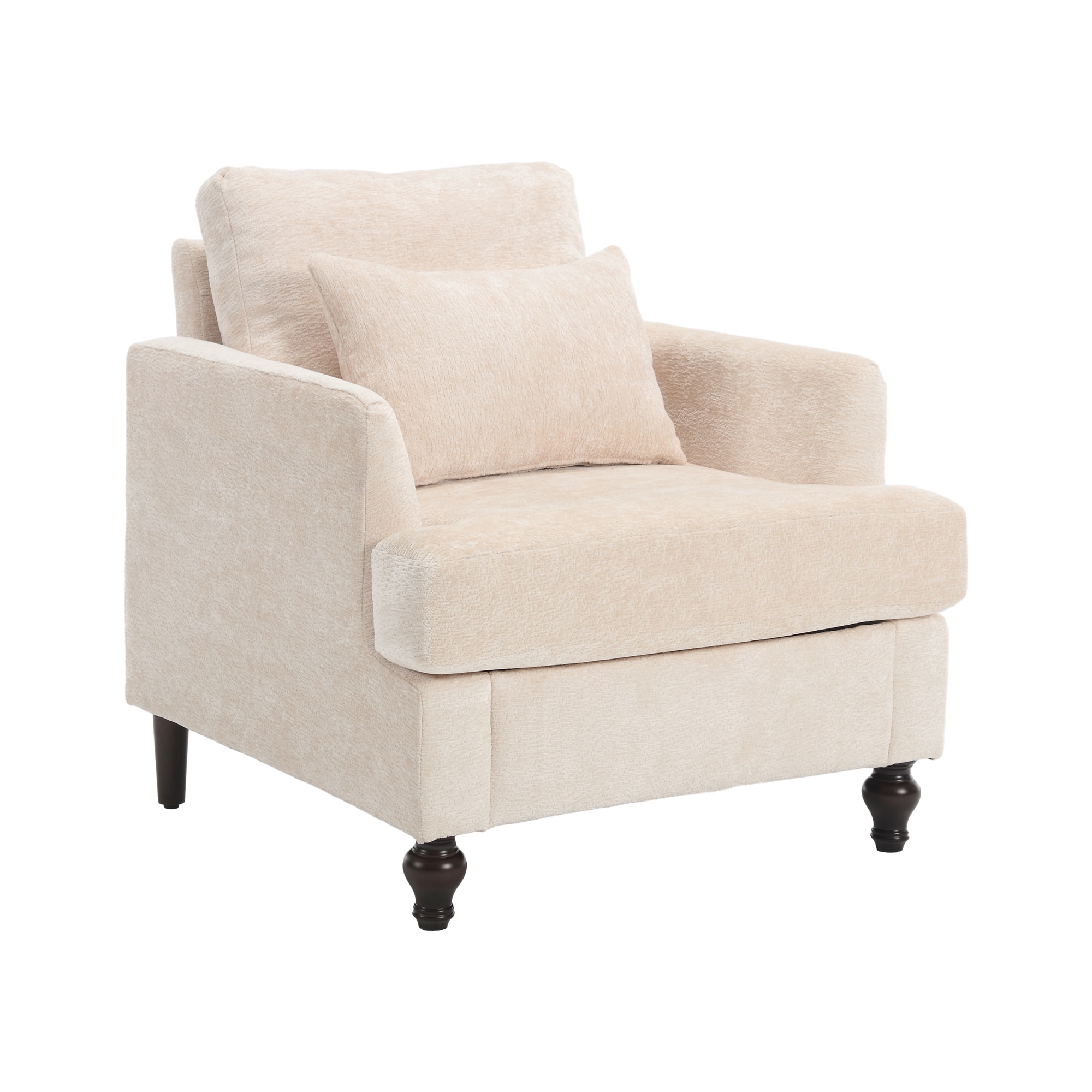 Clihome Modern Accent Chair 29.53-in W Midcentury Beige Chenille Accent Armchair