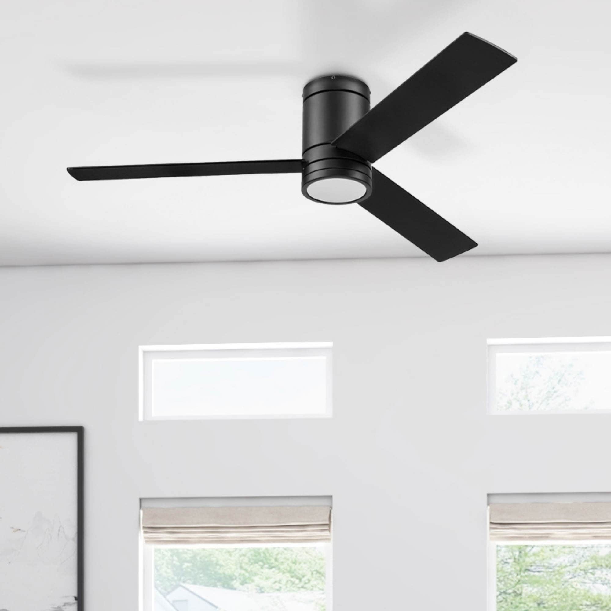 Espy 52'' Matte Black Low Profile Ceiling Fan with LED Light and Remote