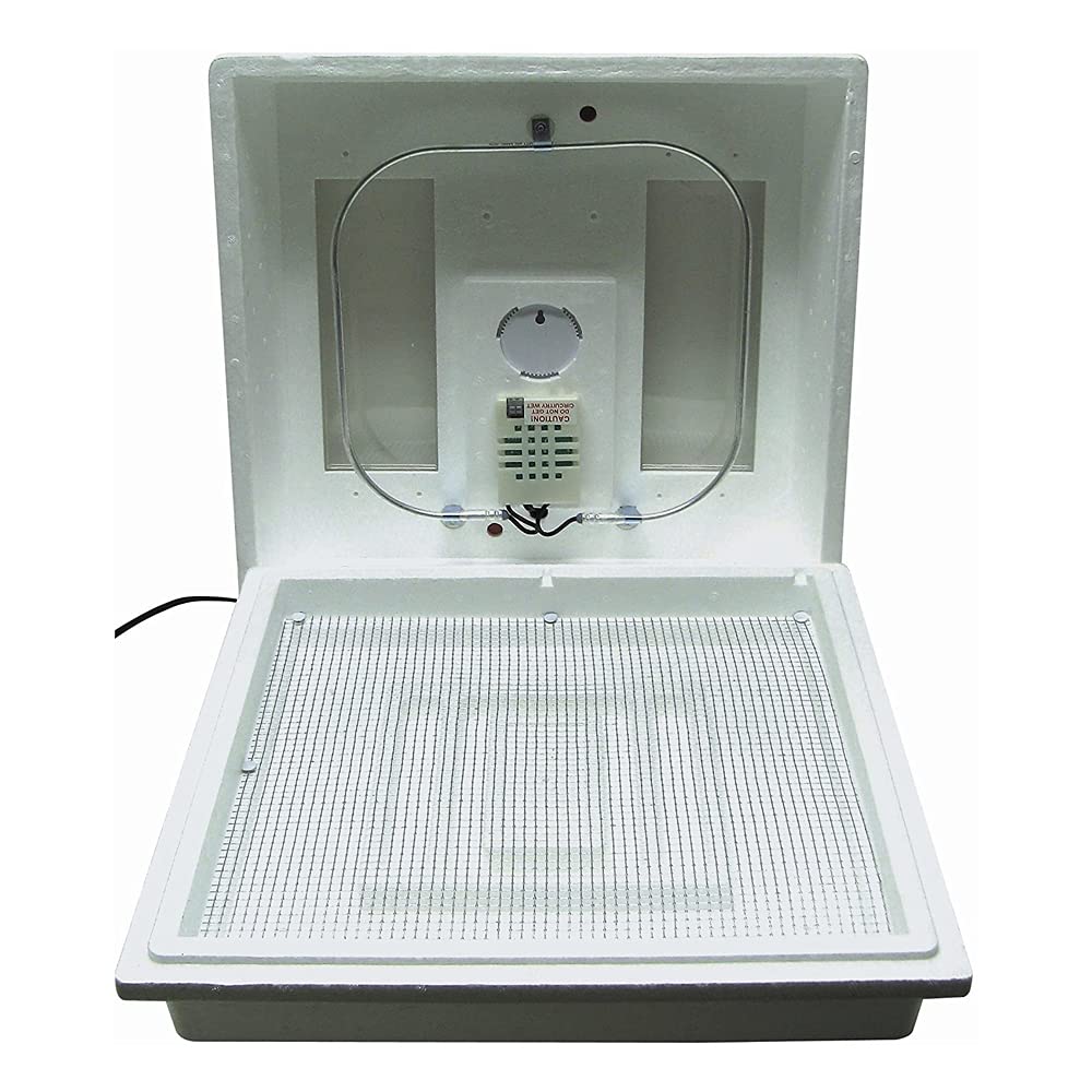 Farm Innovators  2100 Heated Still Air Incubator for 4 Dozen Eggs with Built in Hygrometer Solid State Circuitry and 2 Large Viewing Windows White