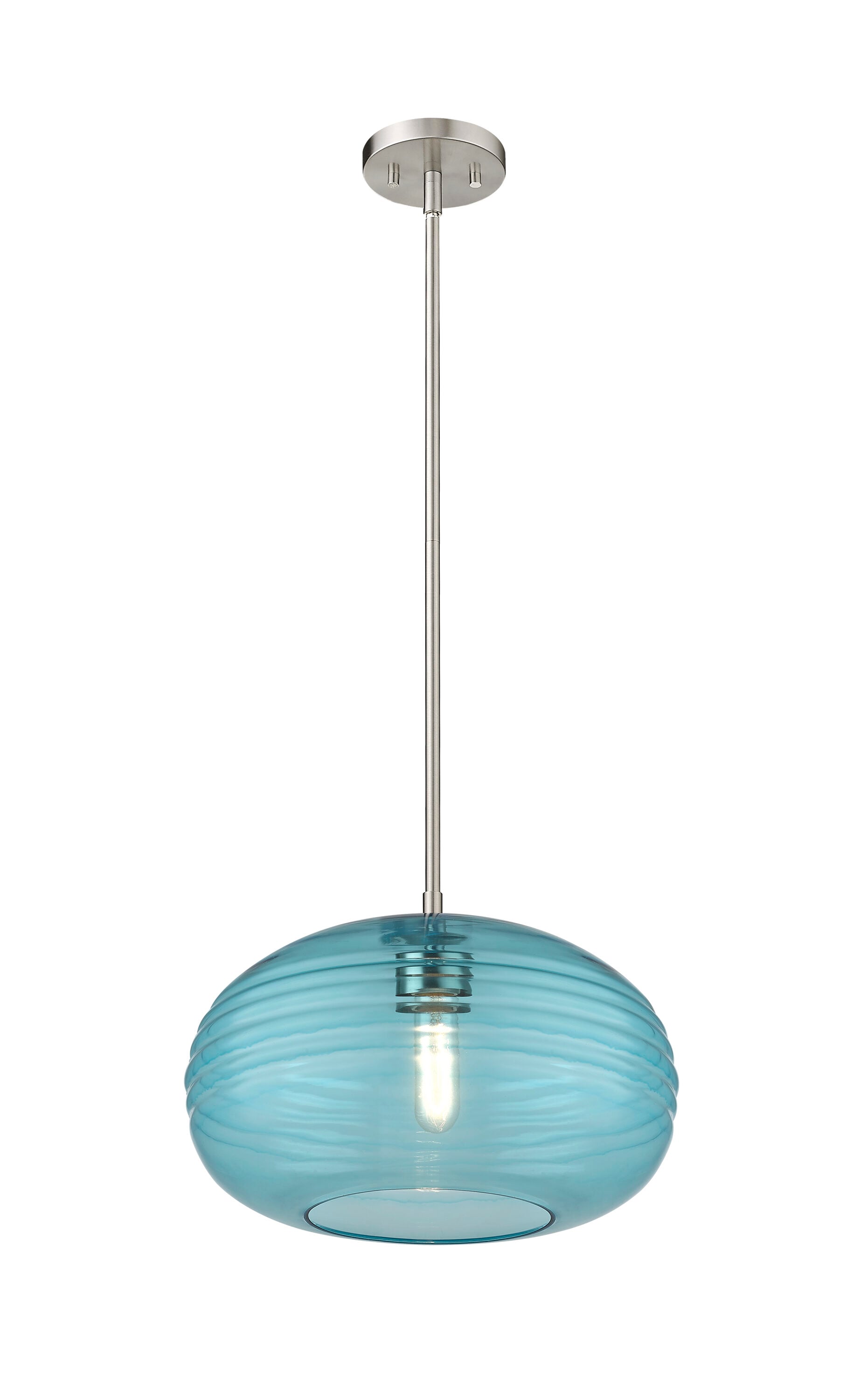 Harmony Translucent Blue Glass & Brushed Nickel 14" Pendant Light