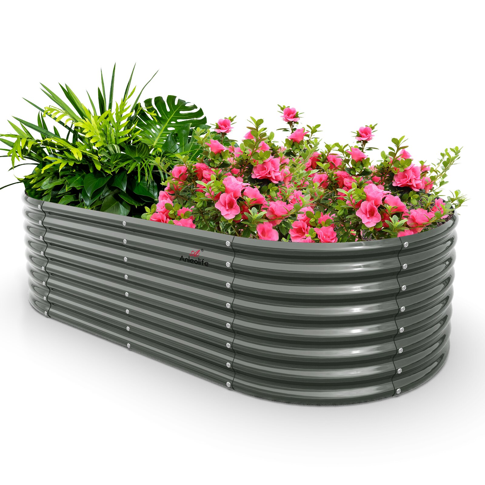 Damerin 48-in W x 96-in L x 24-in H Quartz Grey Metal Raised Garden Bed ...